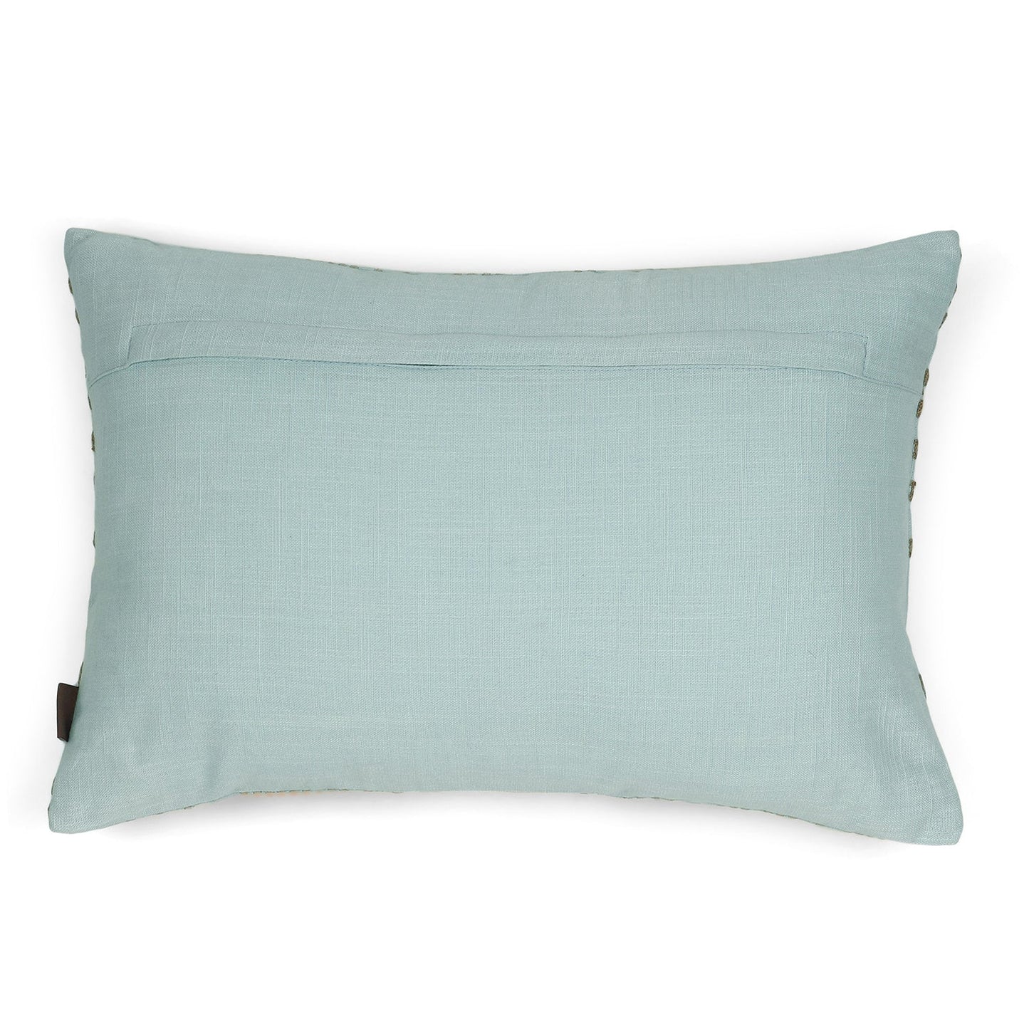 Blue Plaid Embroidered Cotton Cushion Cover
