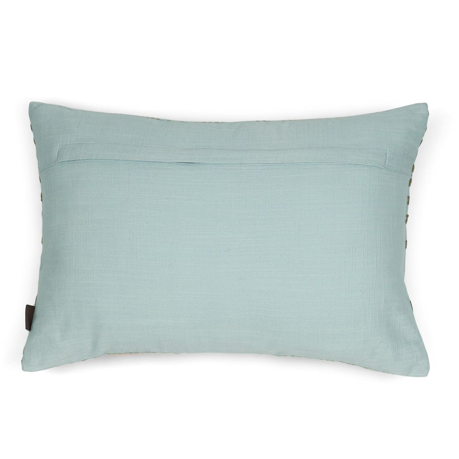 Blue Plaid Embroidered Cotton Cushion Cover