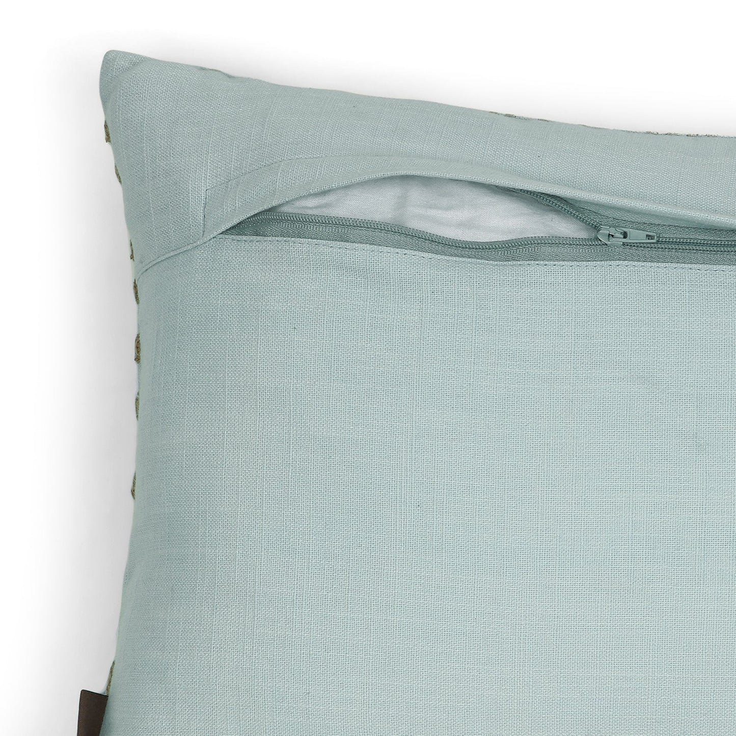 Blue Plaid Embroidered Cotton Cushion Cover