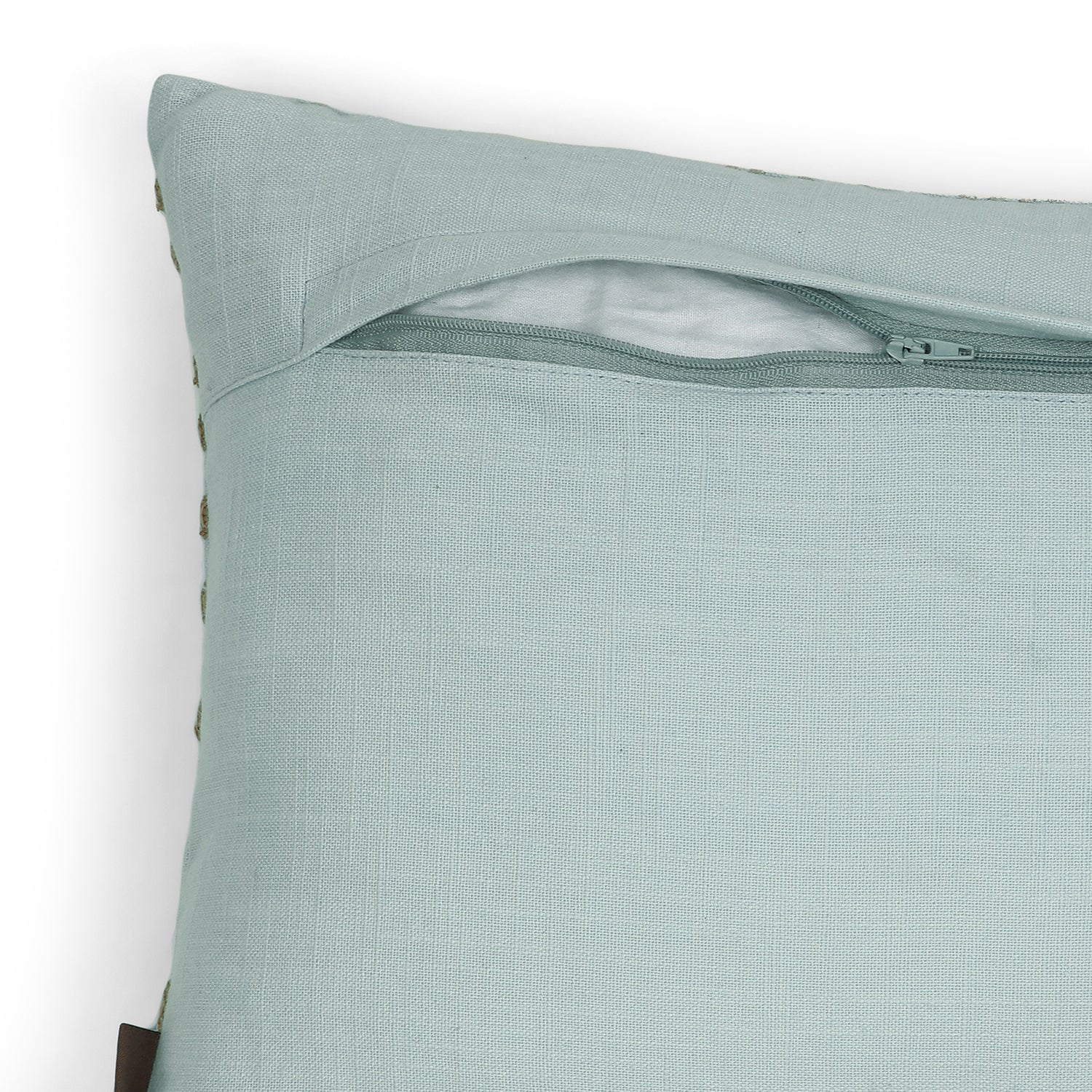 Blue Plaid Embroidered Cotton Cushion Cover