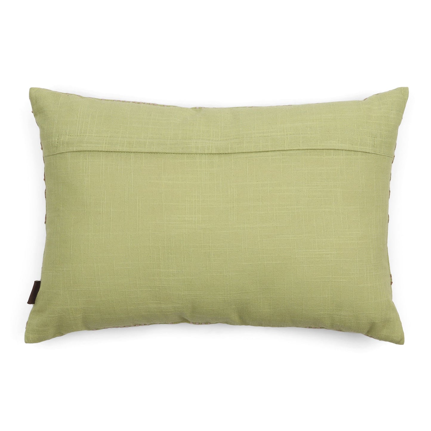 Green Plaid Embroidered Cotton Cushion Cover