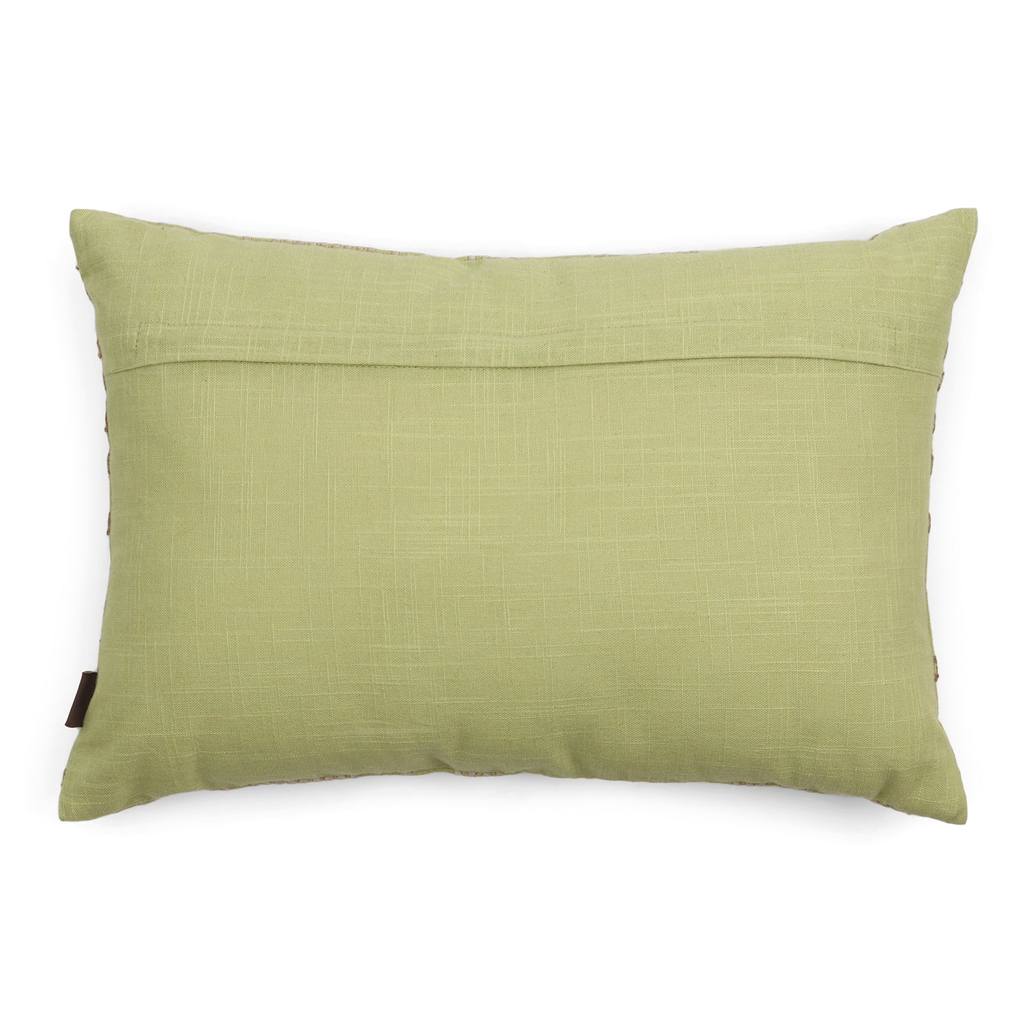 Green Plaid Embroidered Cotton Cushion Cover
