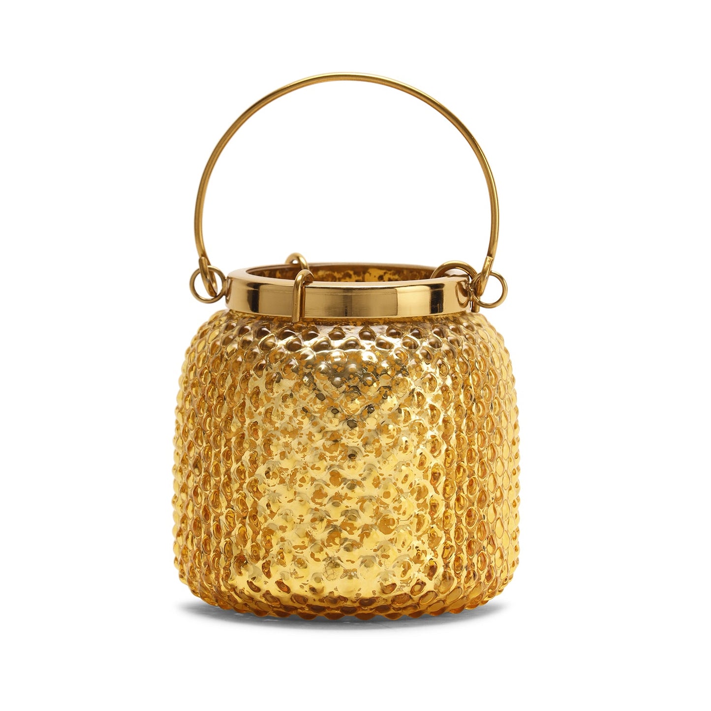 Gold Dotted Glass Tea Light Holder