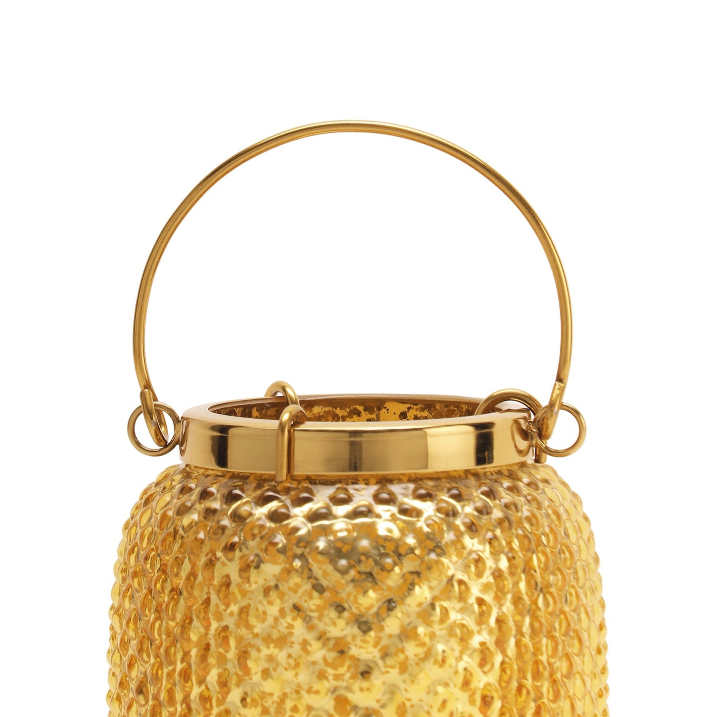 Gold Dotted Glass Tea Light Holder