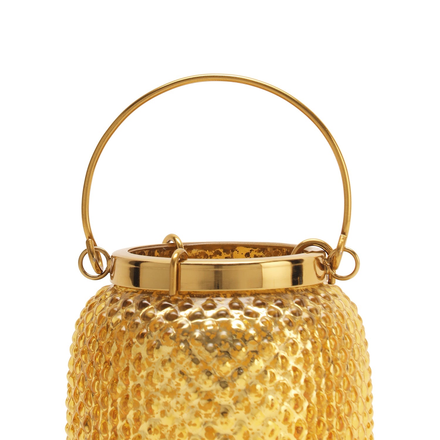 Gold Dotted Glass Tea Light Holder