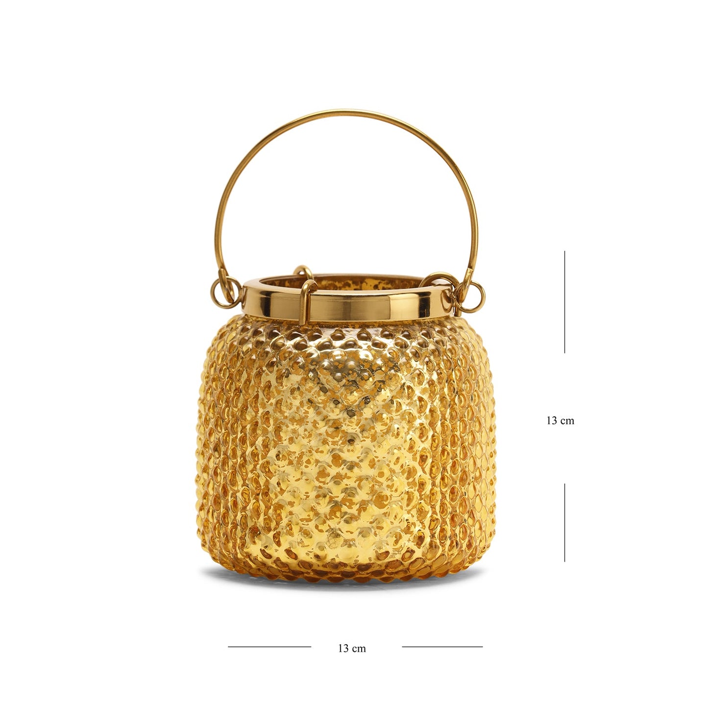 Gold Dotted Glass Tea Light Holder