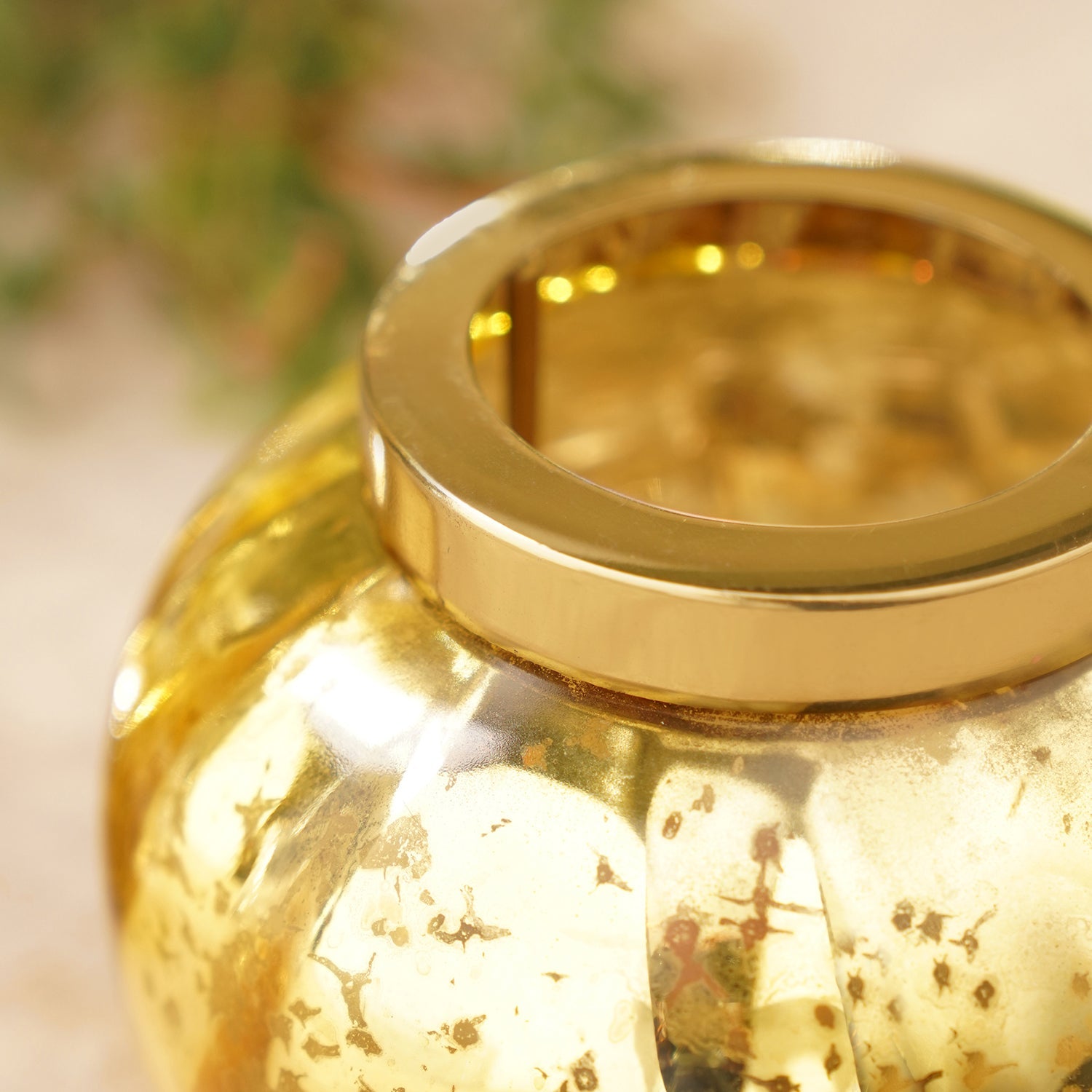Gold Optic Glass Tea Light Holder