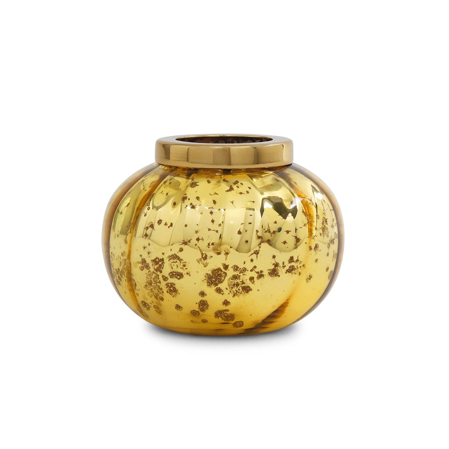 Gold Optic Glass Tea Light Holder