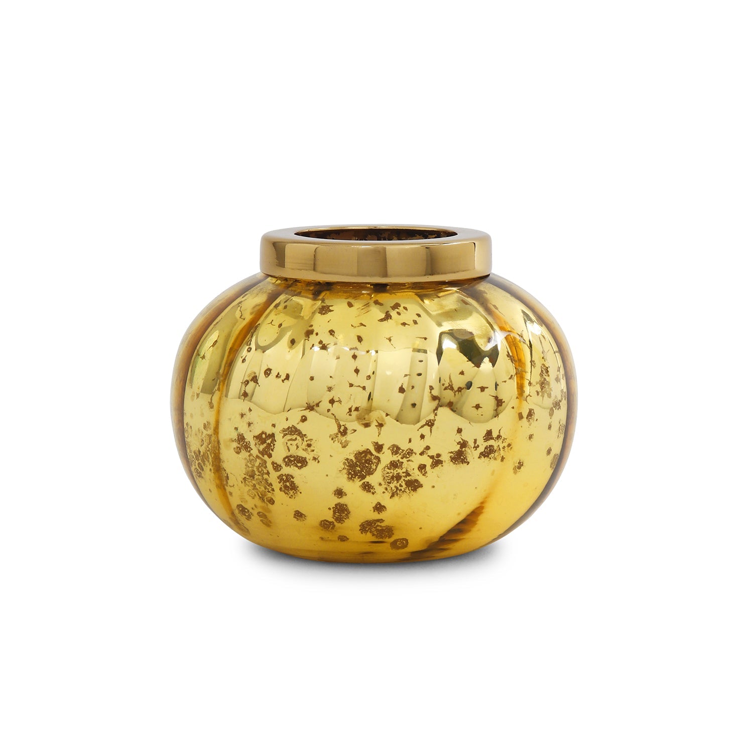 Gold Optic Glass Tea Light Holder