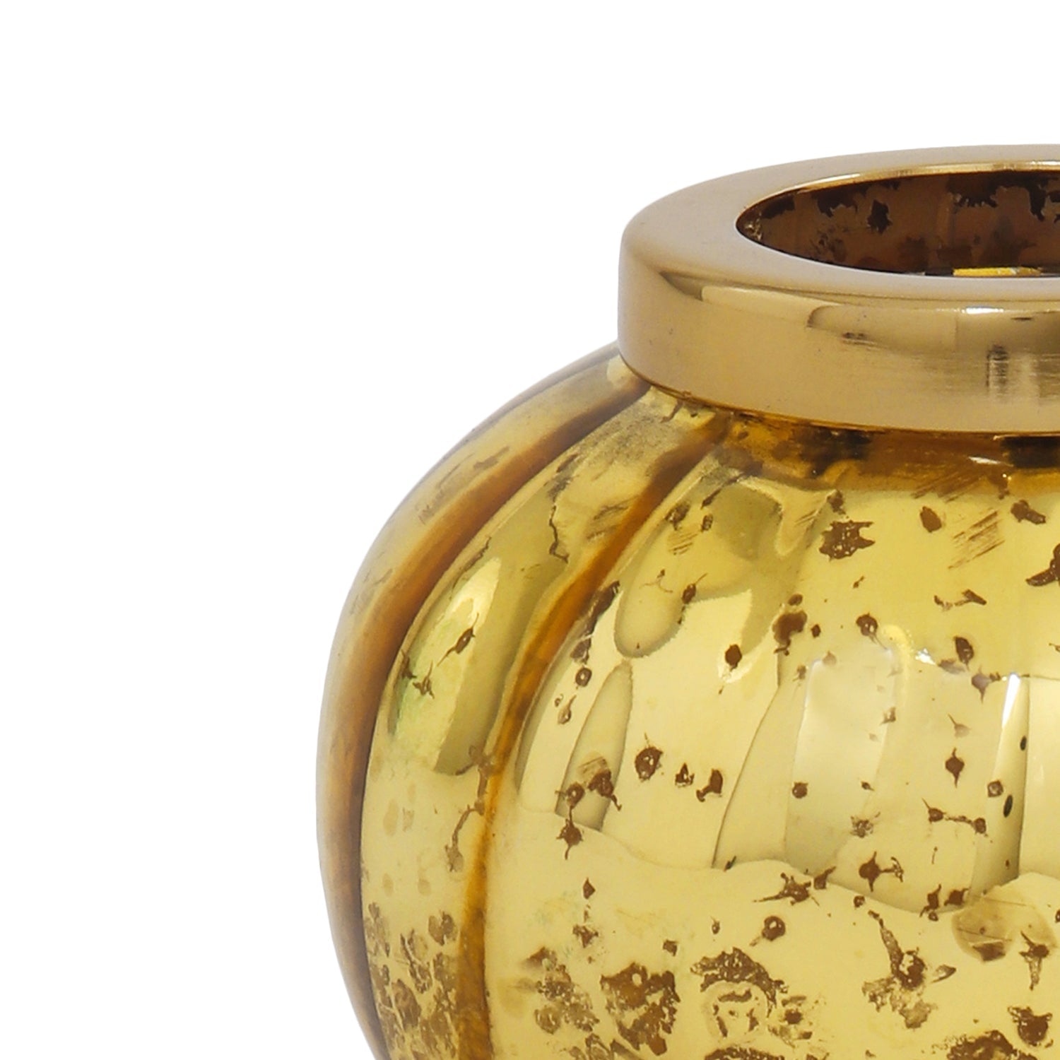 Gold Optic Glass Tea Light Holder