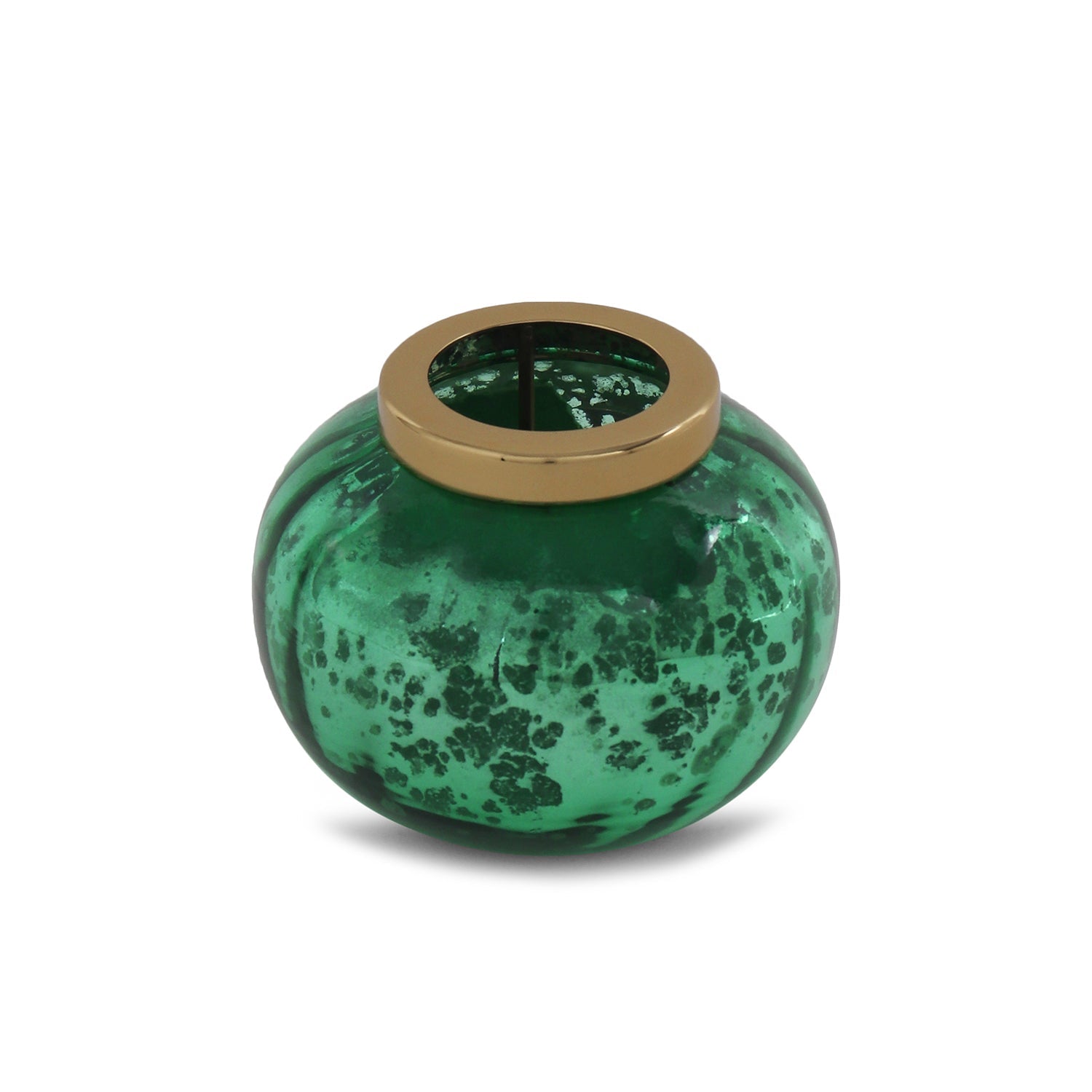 Green Optic Glass Tea Light Holder