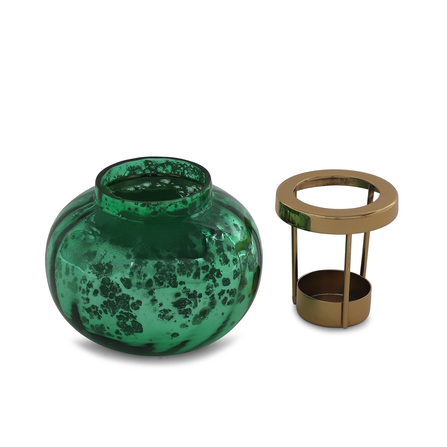 Green Optic Glass Tea Light Holder