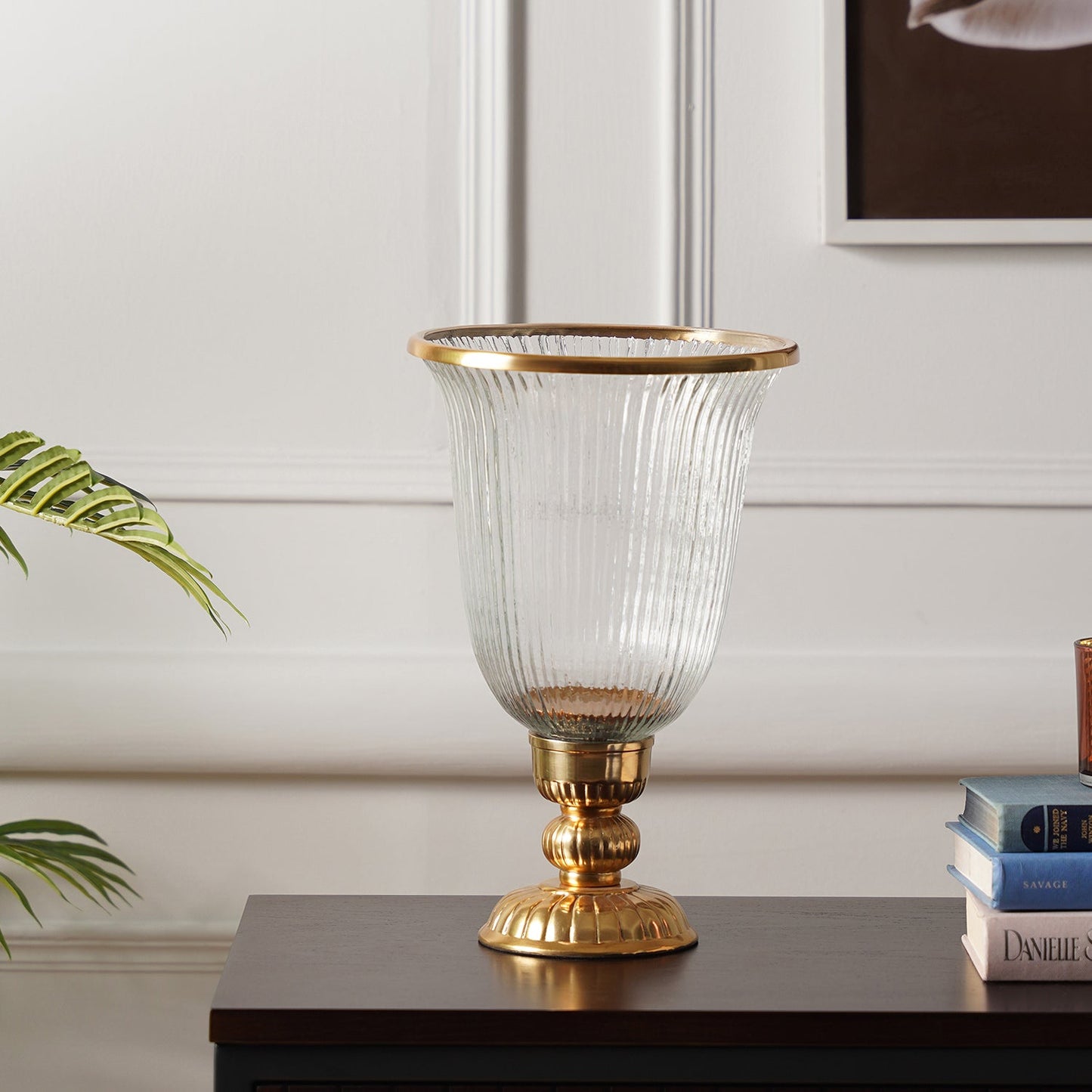 Clear Ribbed Glass Hurricane
