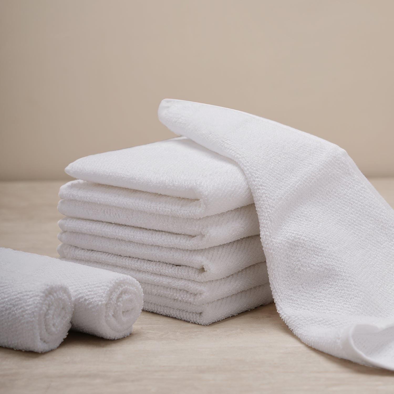 Set Of 8 White Cotton Face Towel