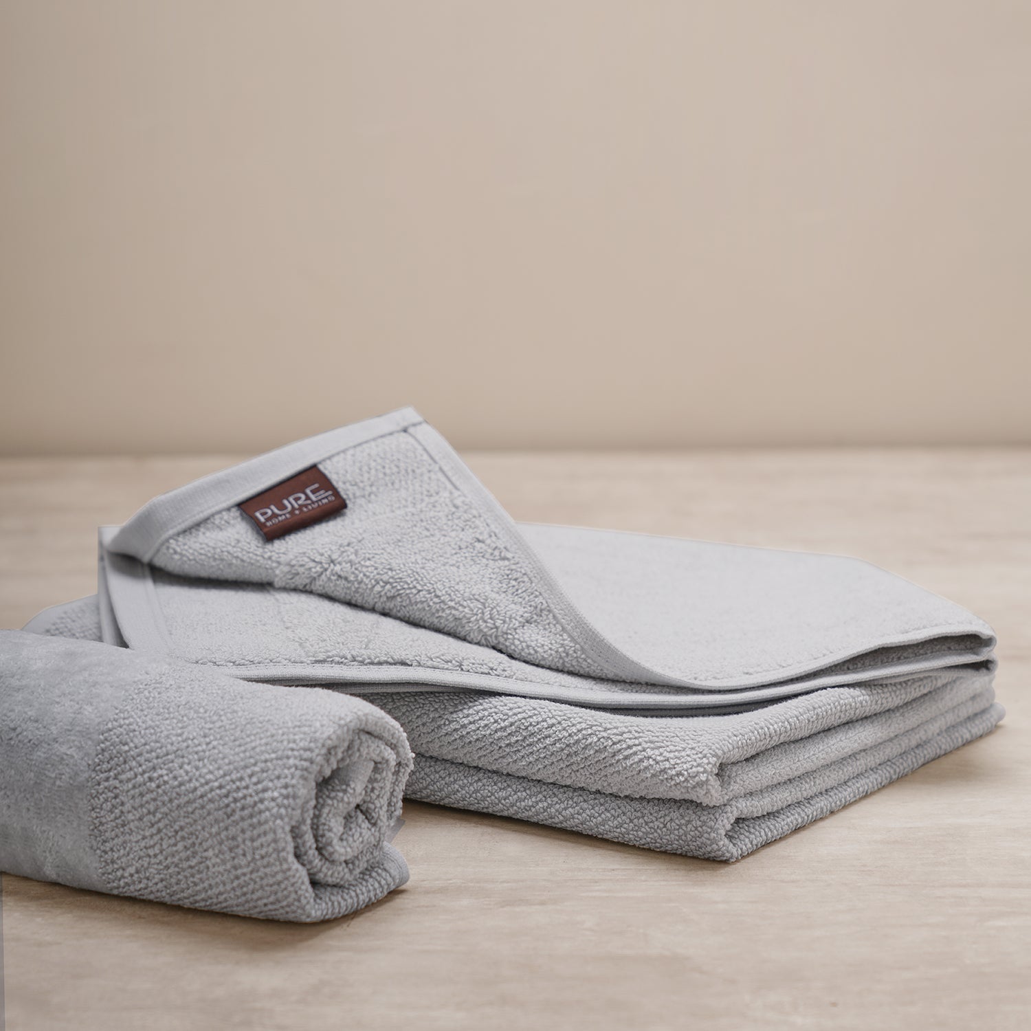 Set Of 4 Light Grey Cotton Hand Towel