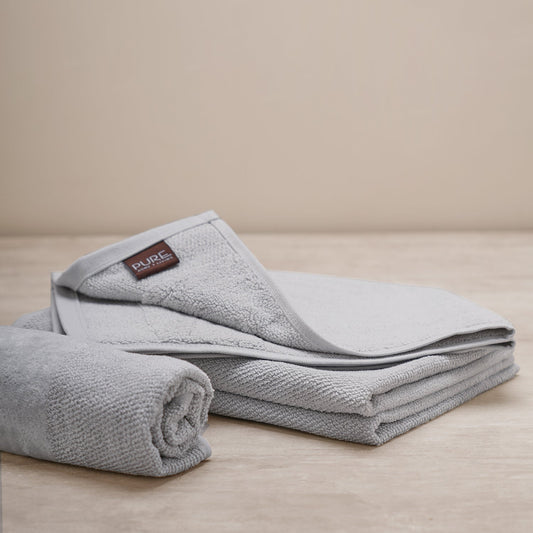 Set Of 4 Light Grey Cotton Hand Towel
