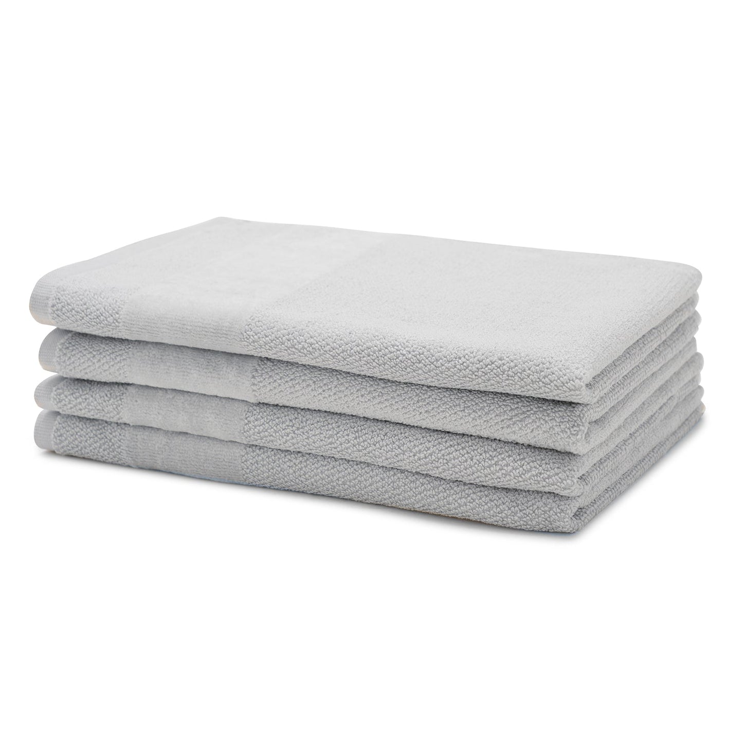 Set Of 4 Light Grey Cotton Hand Towel