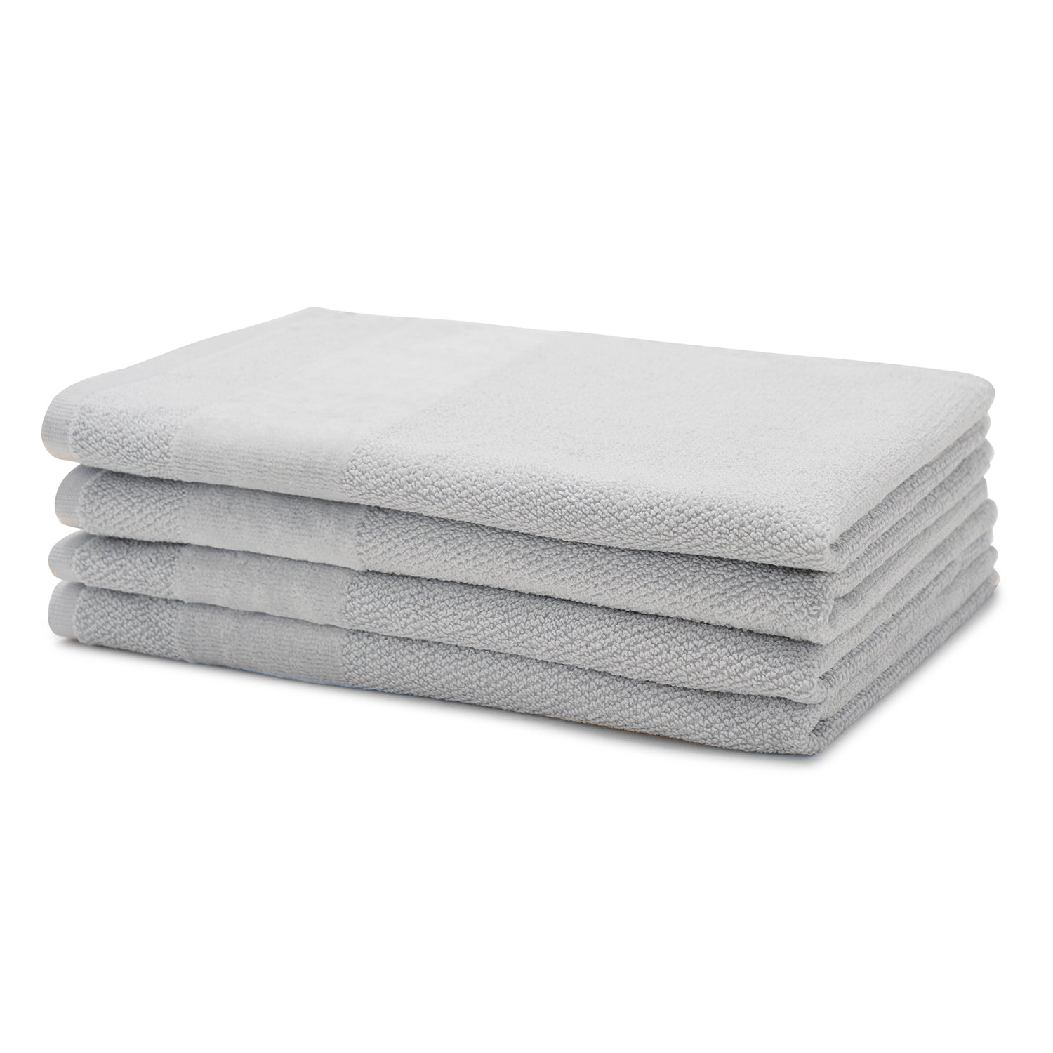 Set Of 4 Light Grey Cotton Hand Towel
