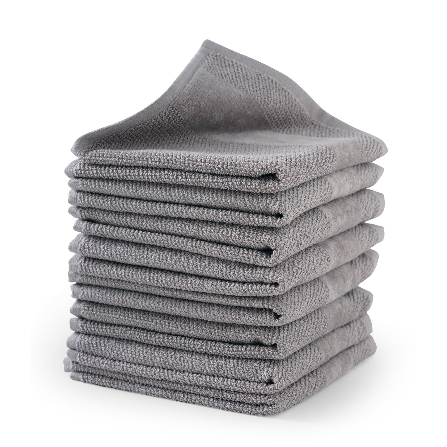 Set Of 8 Grey Cotton Face Towel