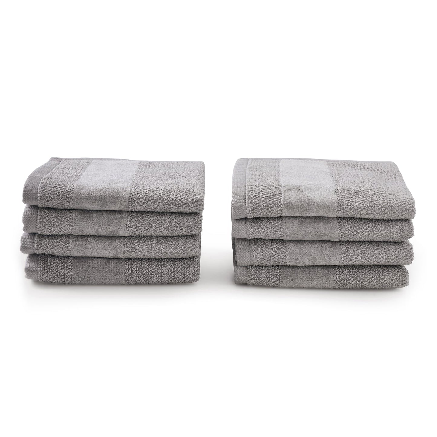 Set Of 8 Grey Cotton Face Towel