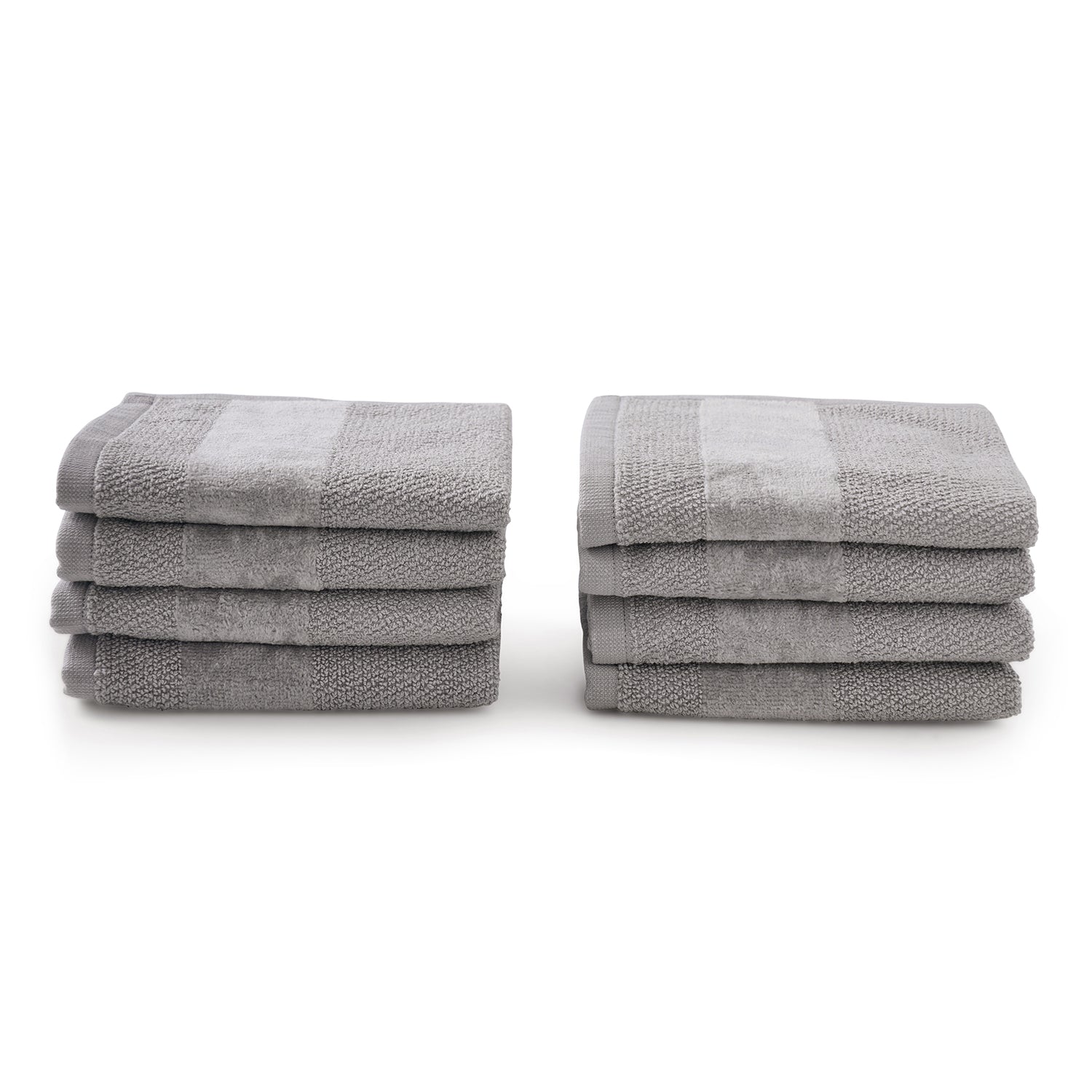 Set Of 8 Grey Cotton Face Towel