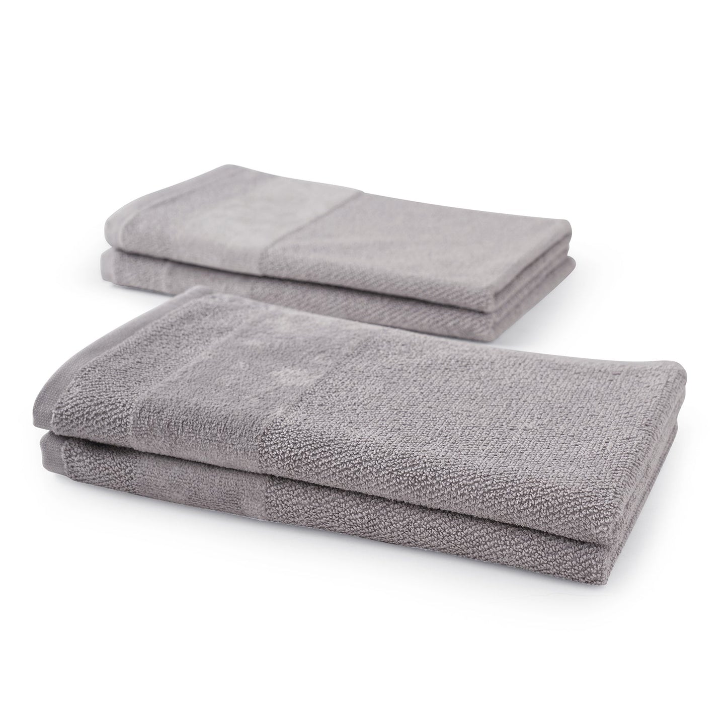 Set Of 4 Light Grey Cotton Hand Towel