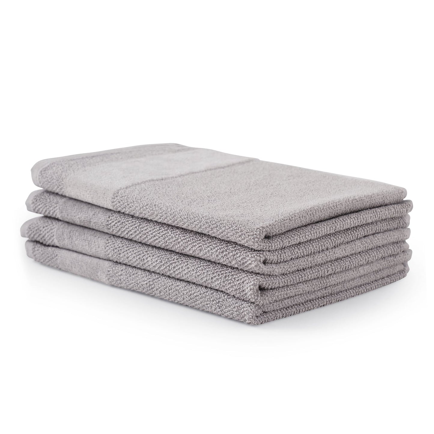 Set Of 4 Light Grey Cotton Hand Towel