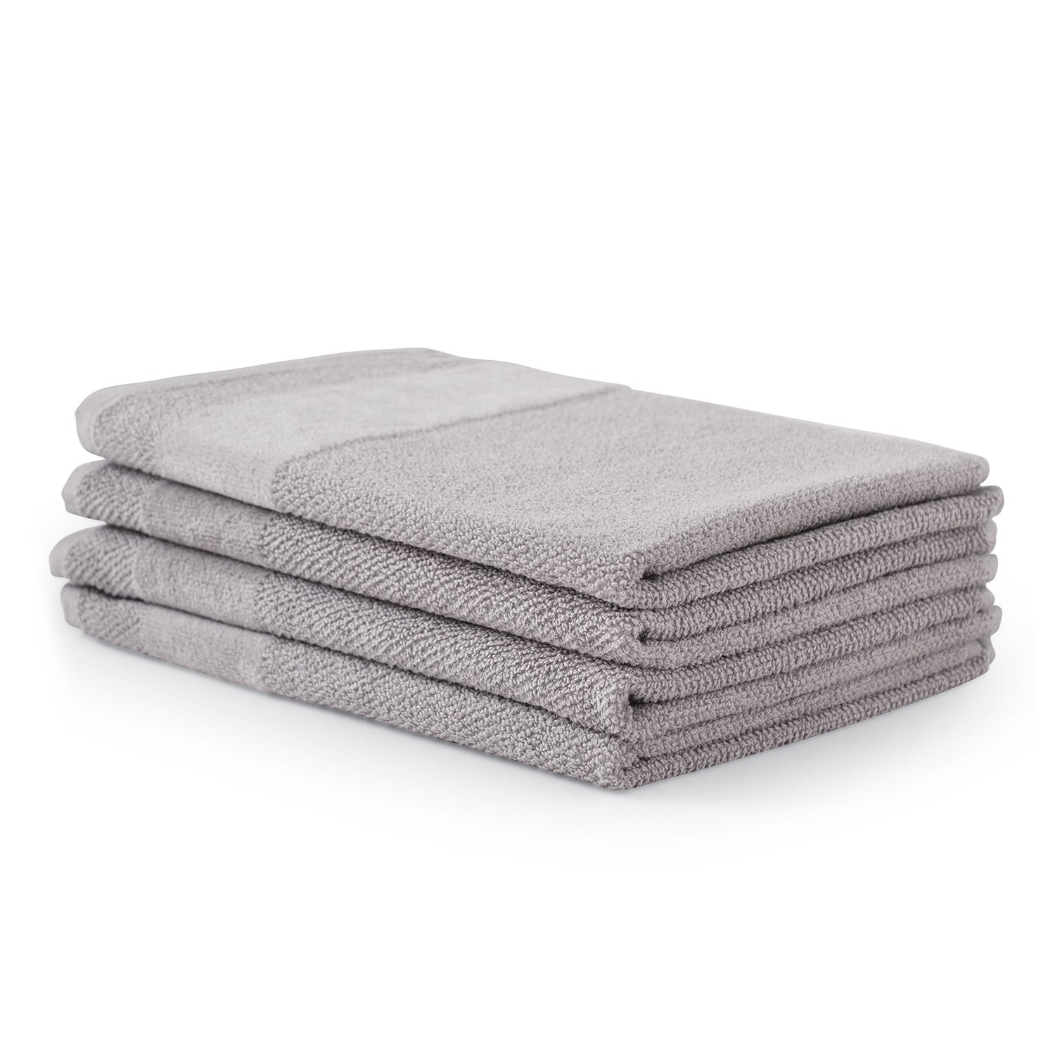 Set Of 4 Light Grey Cotton Hand Towel
