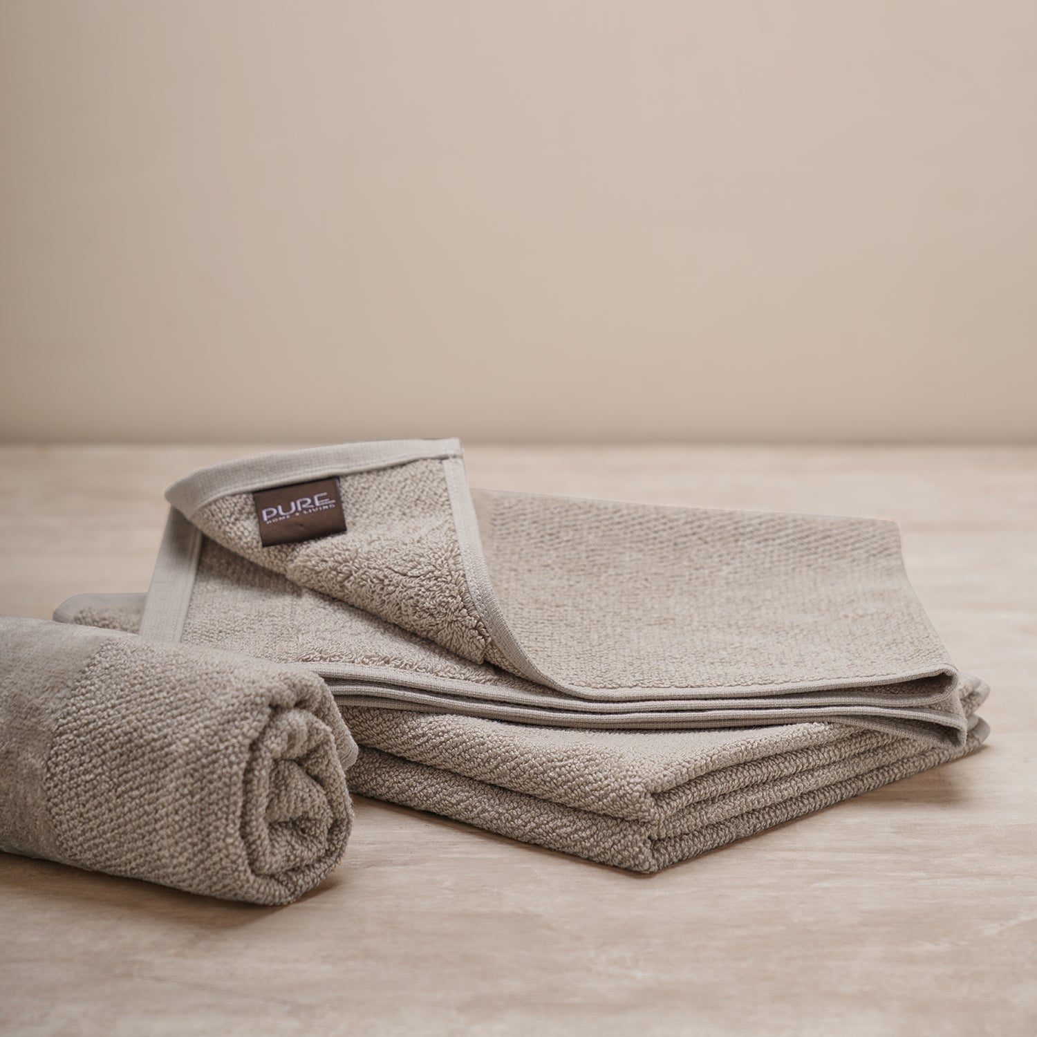Set Of 4 Beige Cotton Hand Towel