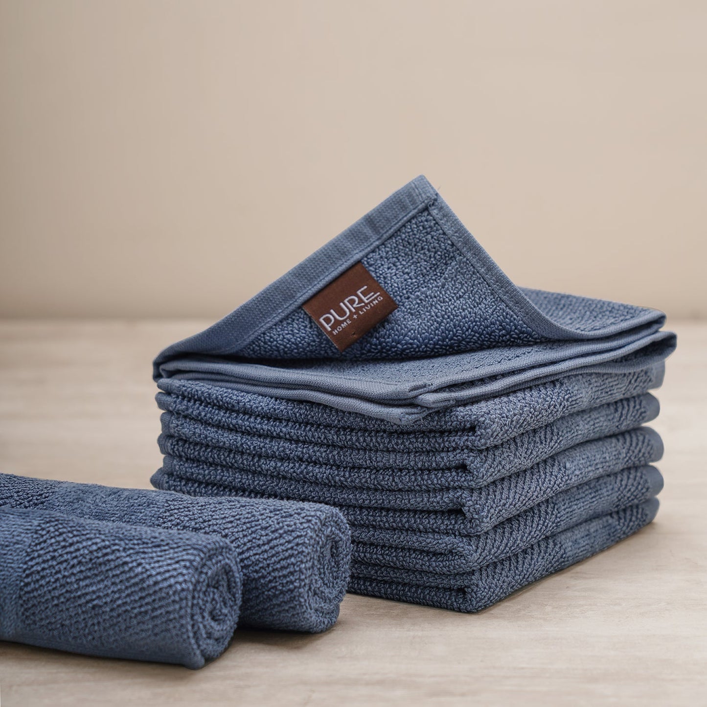 Set Of 8 Indigo Cotton Face Towel