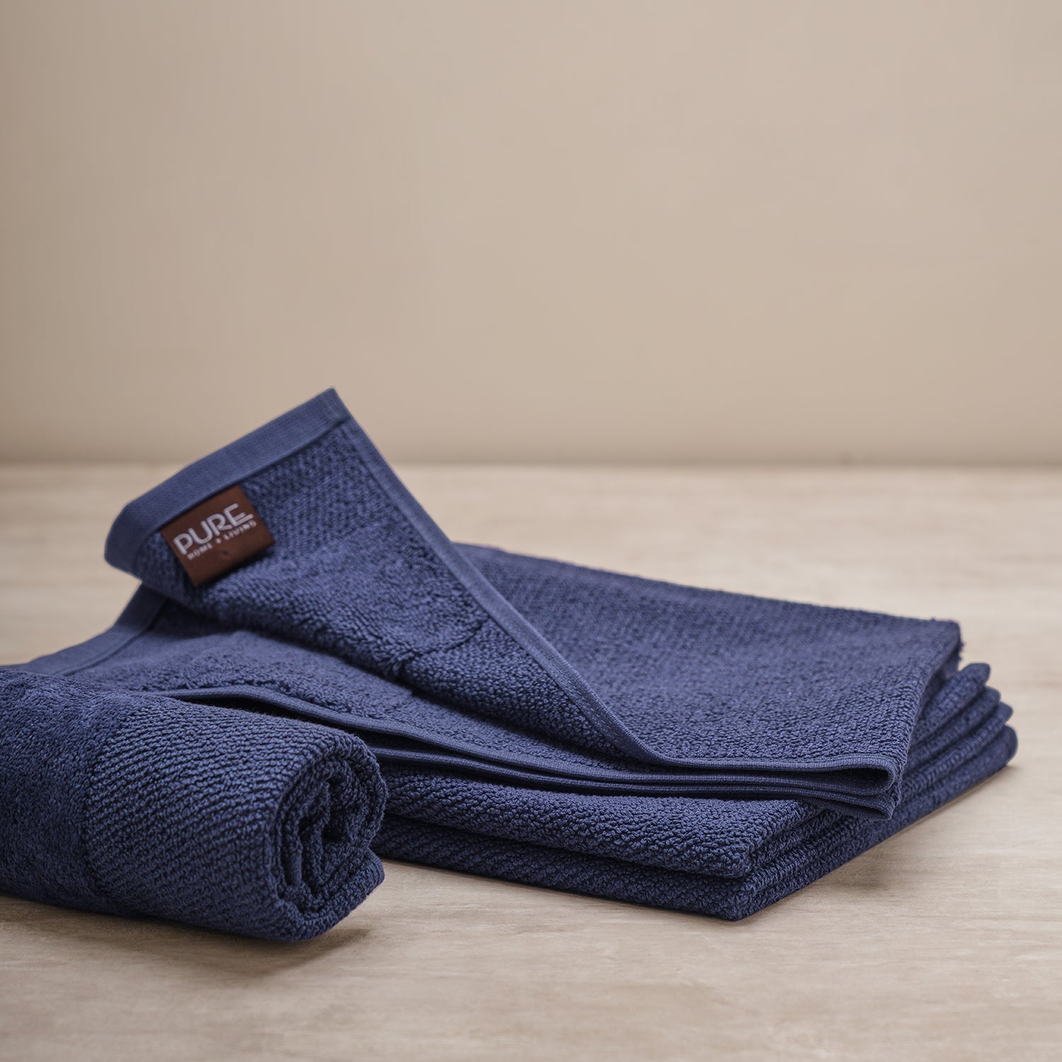 Set Of 4 Blue Cotton Hand Towel
