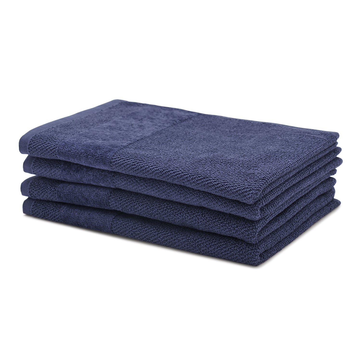 Set Of 4 Blue Cotton Hand Towel