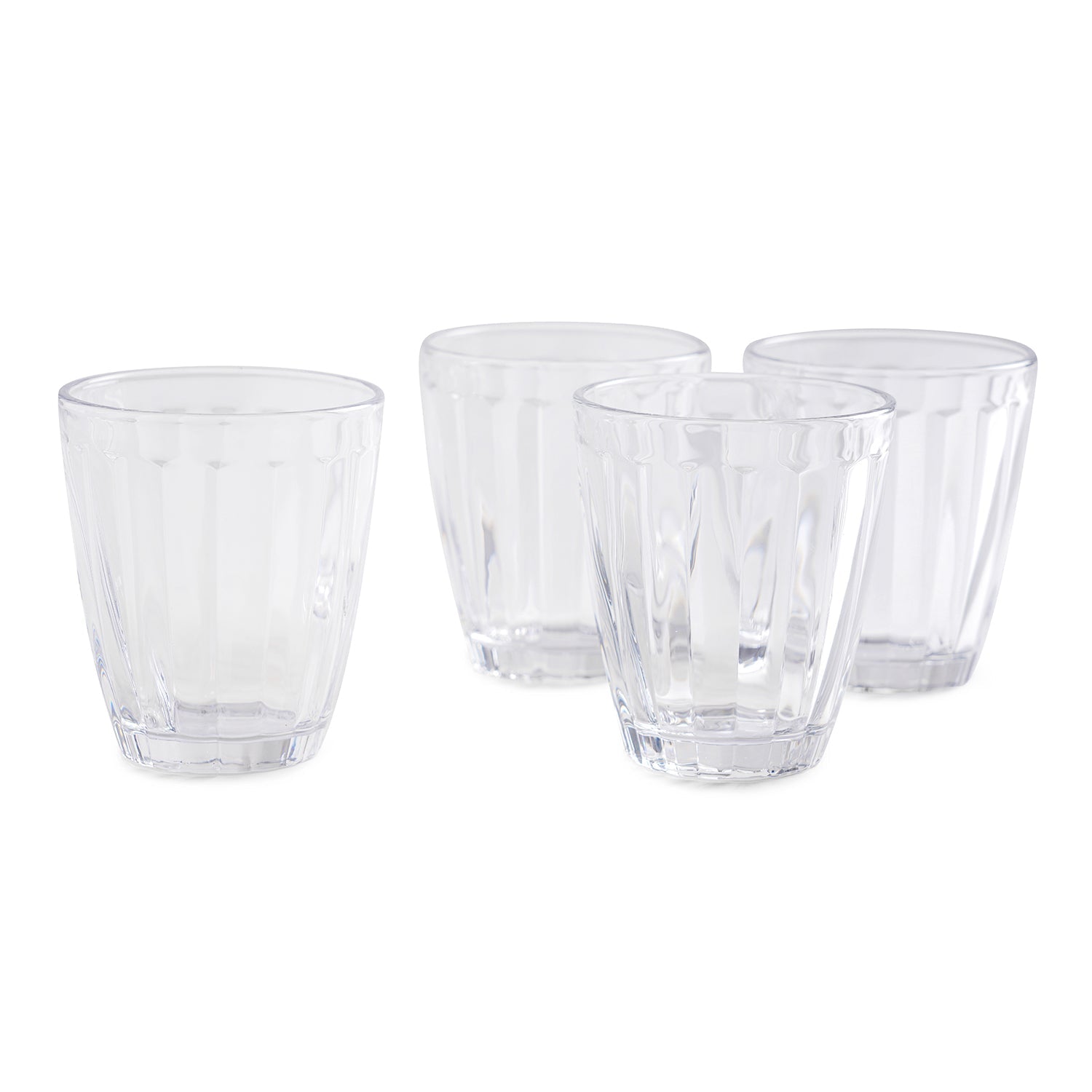 Set of 4 Clear Ribbed Tumblers