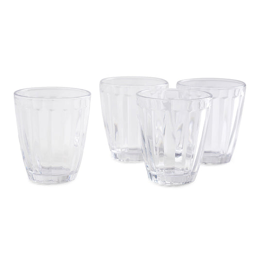 Set of 4 Clear Ribbed Tumblers
