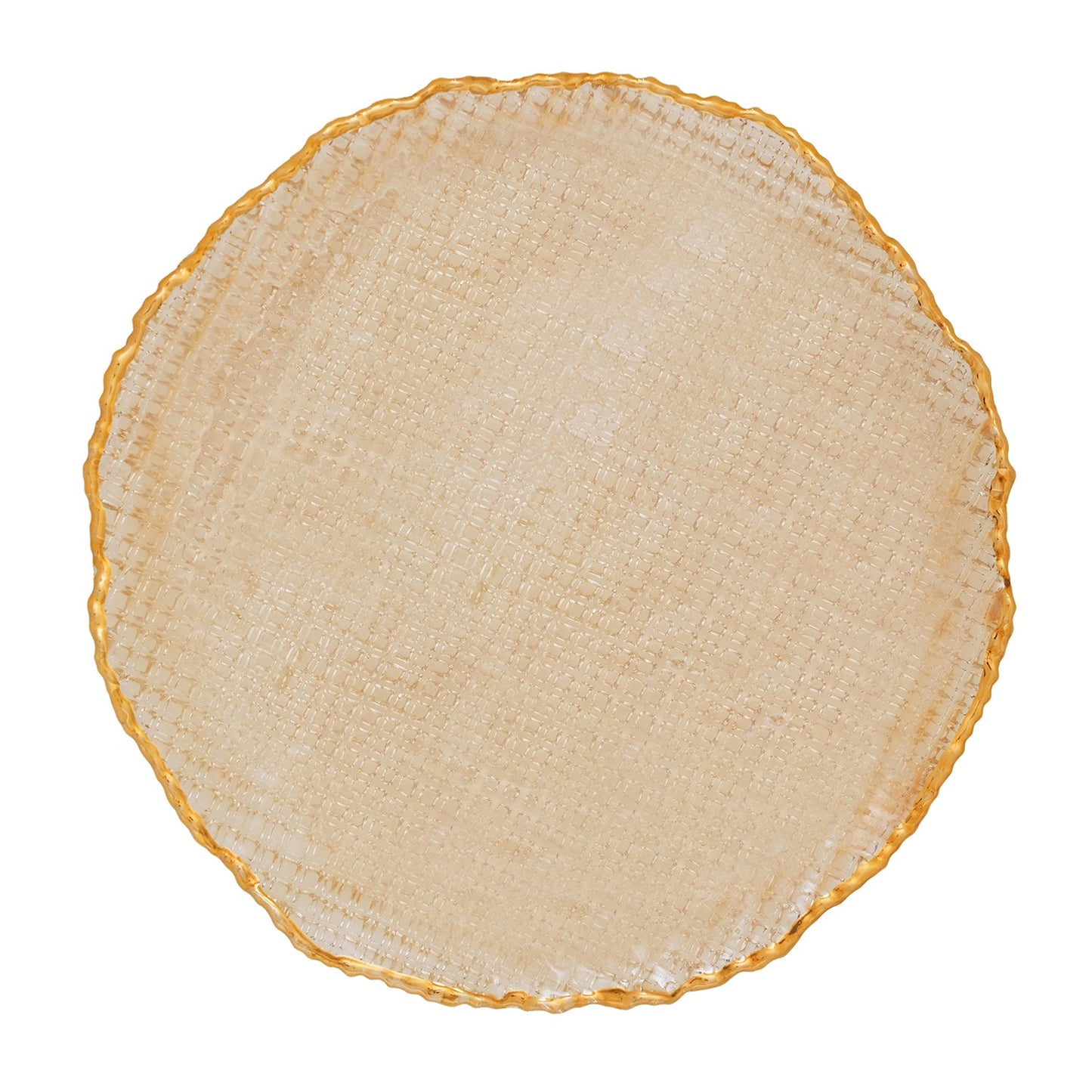 Set Of 2 Gold Fizz Textured Glass Dinner Plates - Medium
