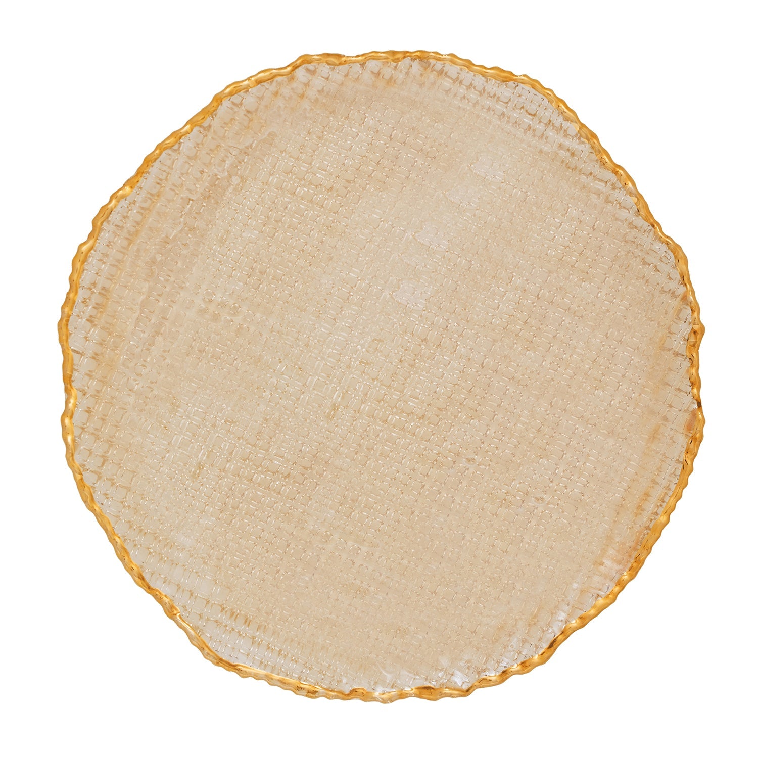 Set Of 2 Gold Fizz Textured Glass Dinner Plates - Medium