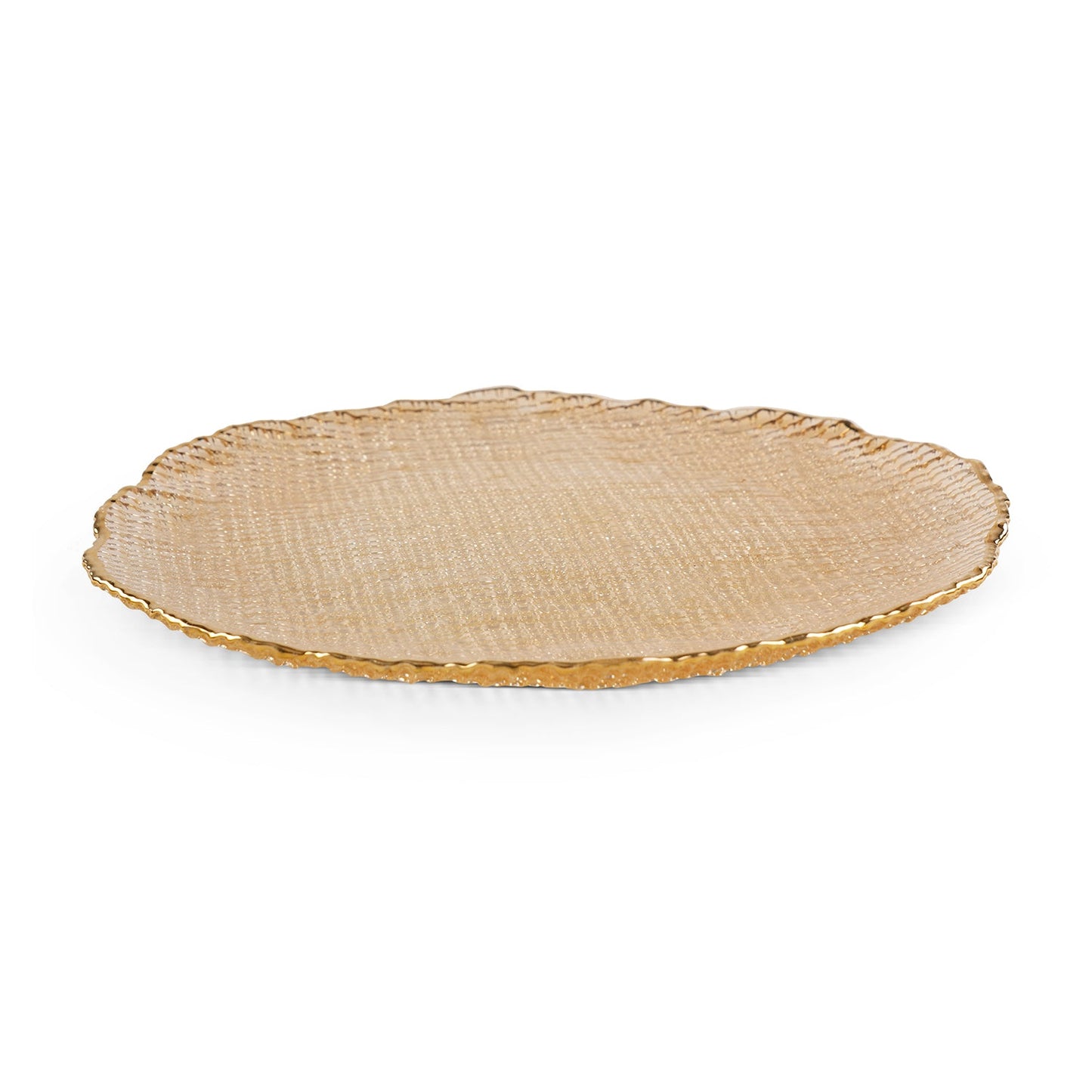 Set Of 2 Gold Fizz Textured Glass Dinner Plates - Medium