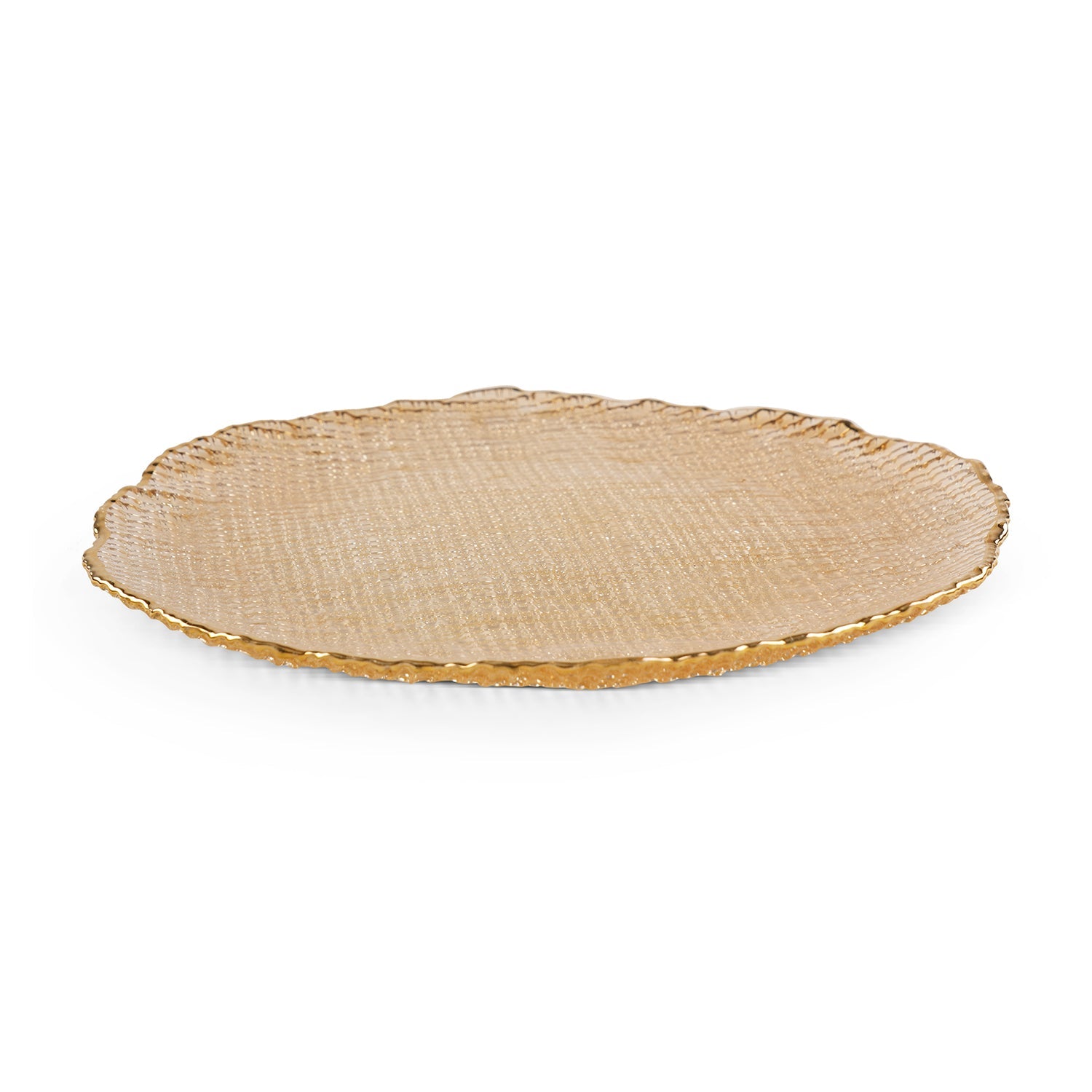 Set Of 2 Gold Fizz Textured Glass Dinner Plates - Medium