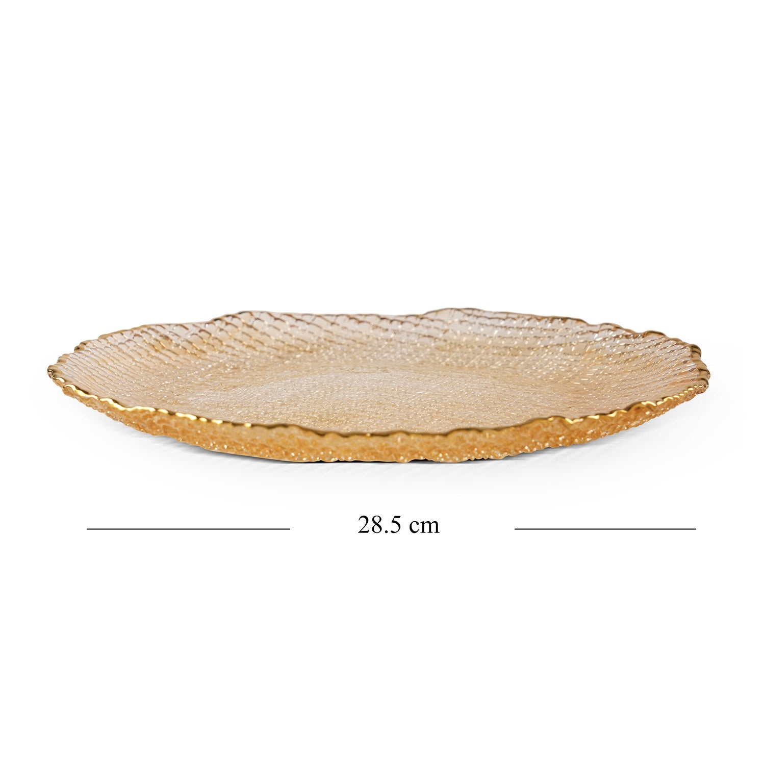 Set Of 2 Gold Fizz Textured Glass Dinner Plates - Medium