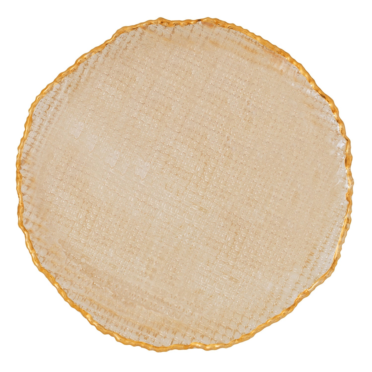 Set Of 2 Gold Fizz Textured Glass Charger Plates 33×33×2.5cm