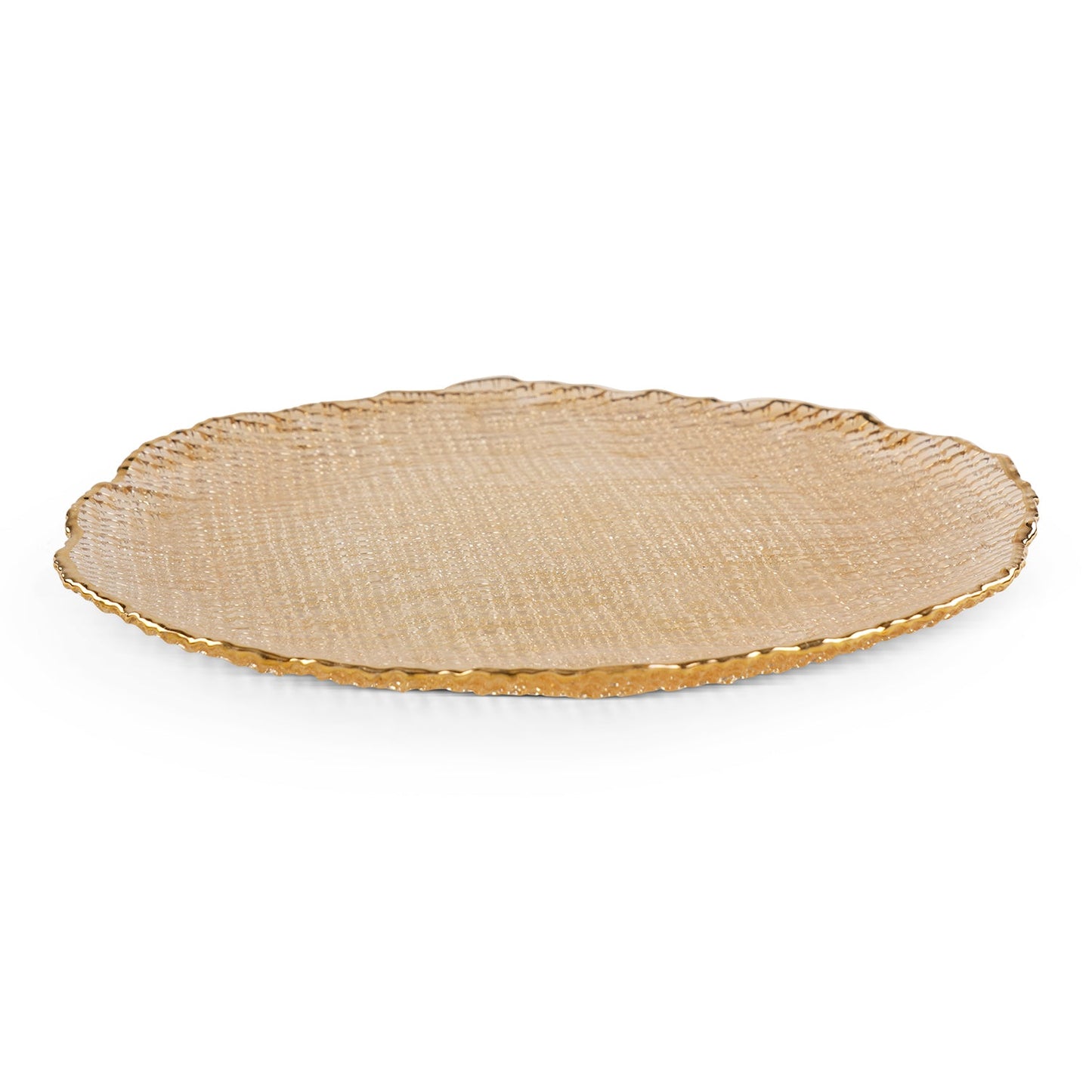 Set Of 2 Gold Fizz Textured Glass Charger Plates 33×33×2.5cm