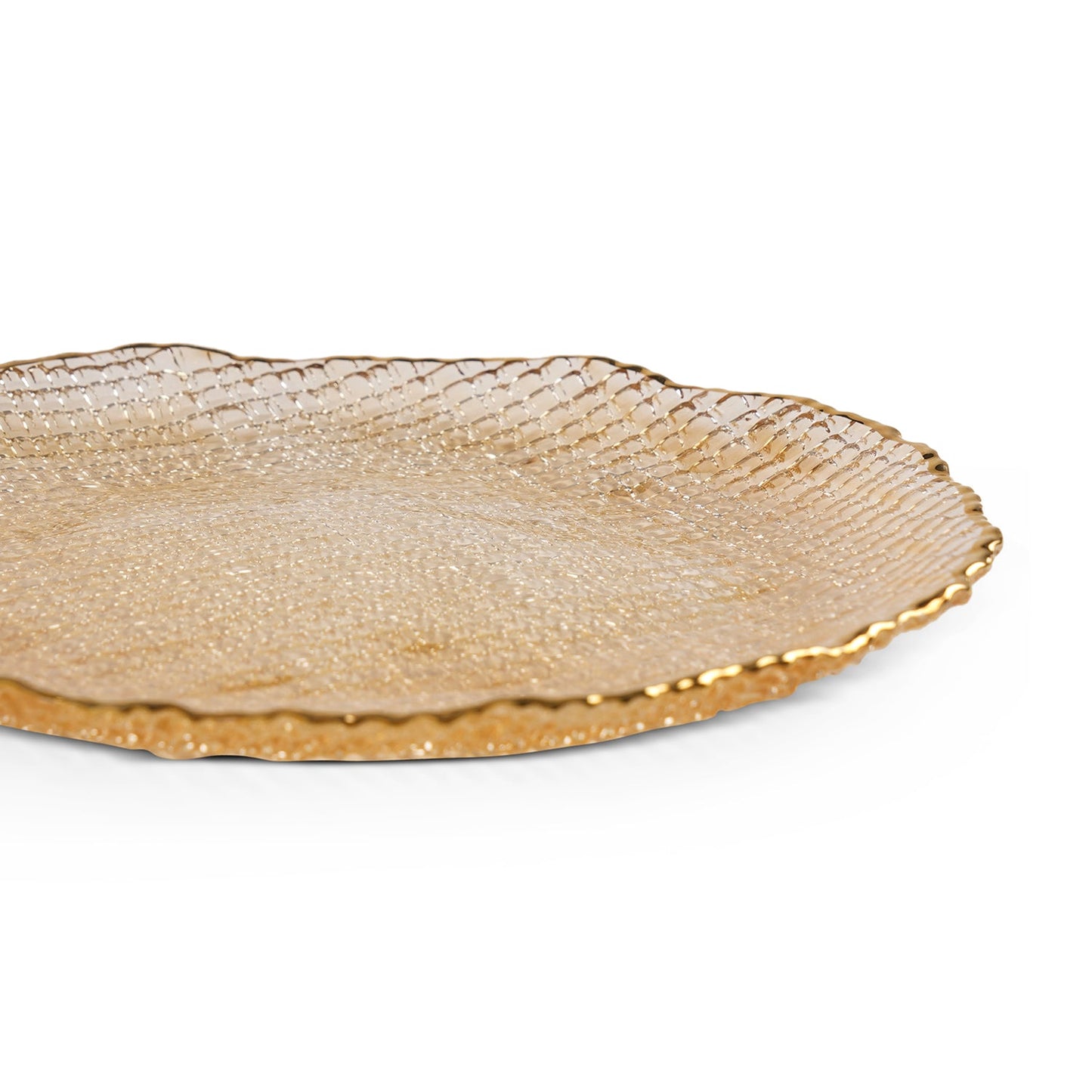 Set Of 2 Gold Fizz Textured Glass Charger Plates 33×33×2.5cm