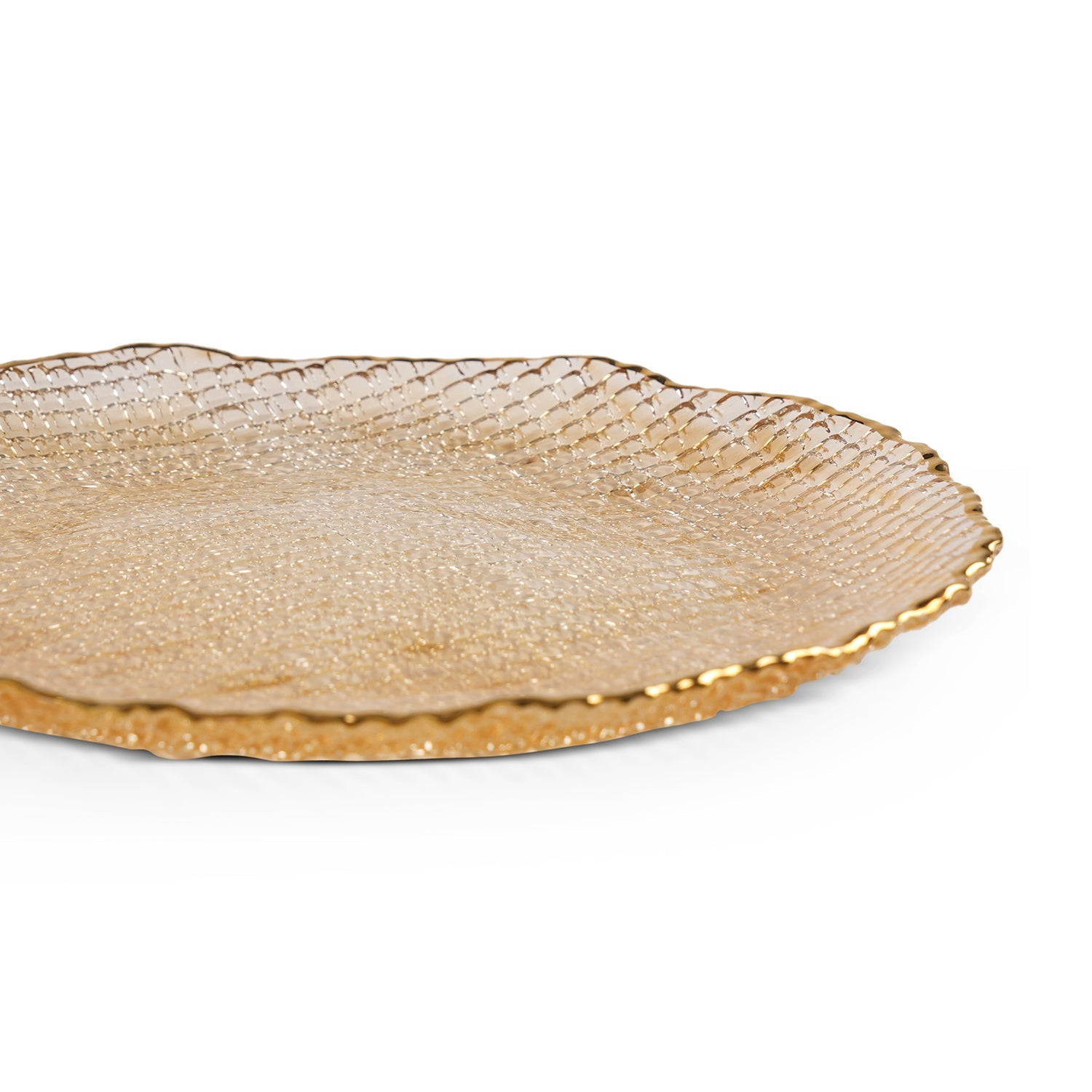 Set Of 2 Gold Fizz Textured Glass Charger Plates 33×33×2.5cm