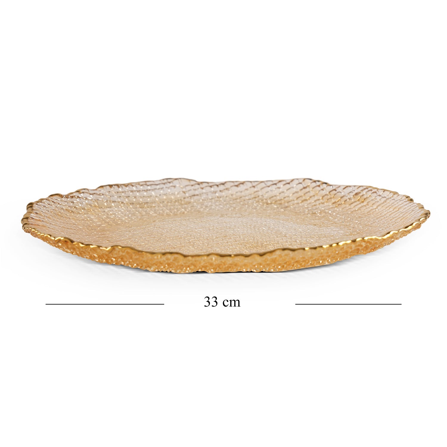 Set Of 2 Gold Fizz Textured Glass Charger Plates 33×33×2.5cm