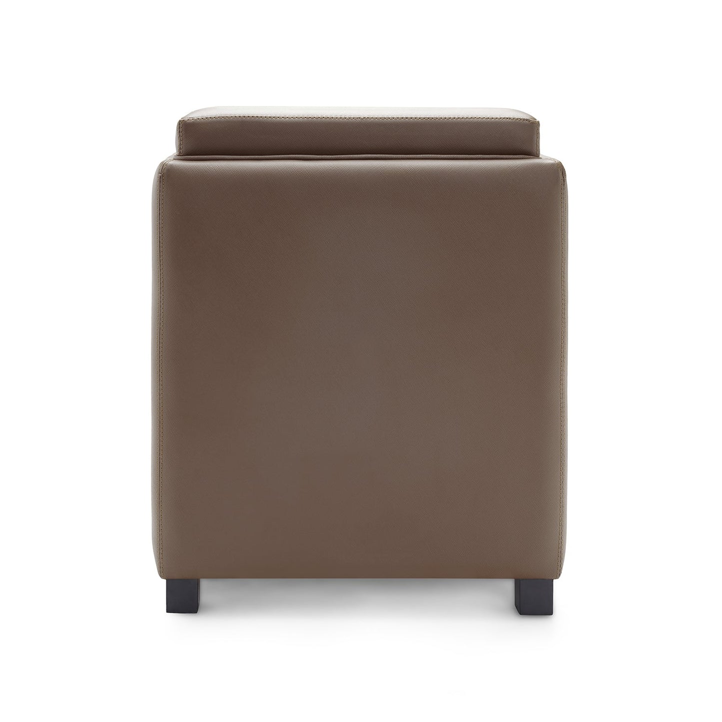 Brown Square Faux Leather Pouffe with Storage