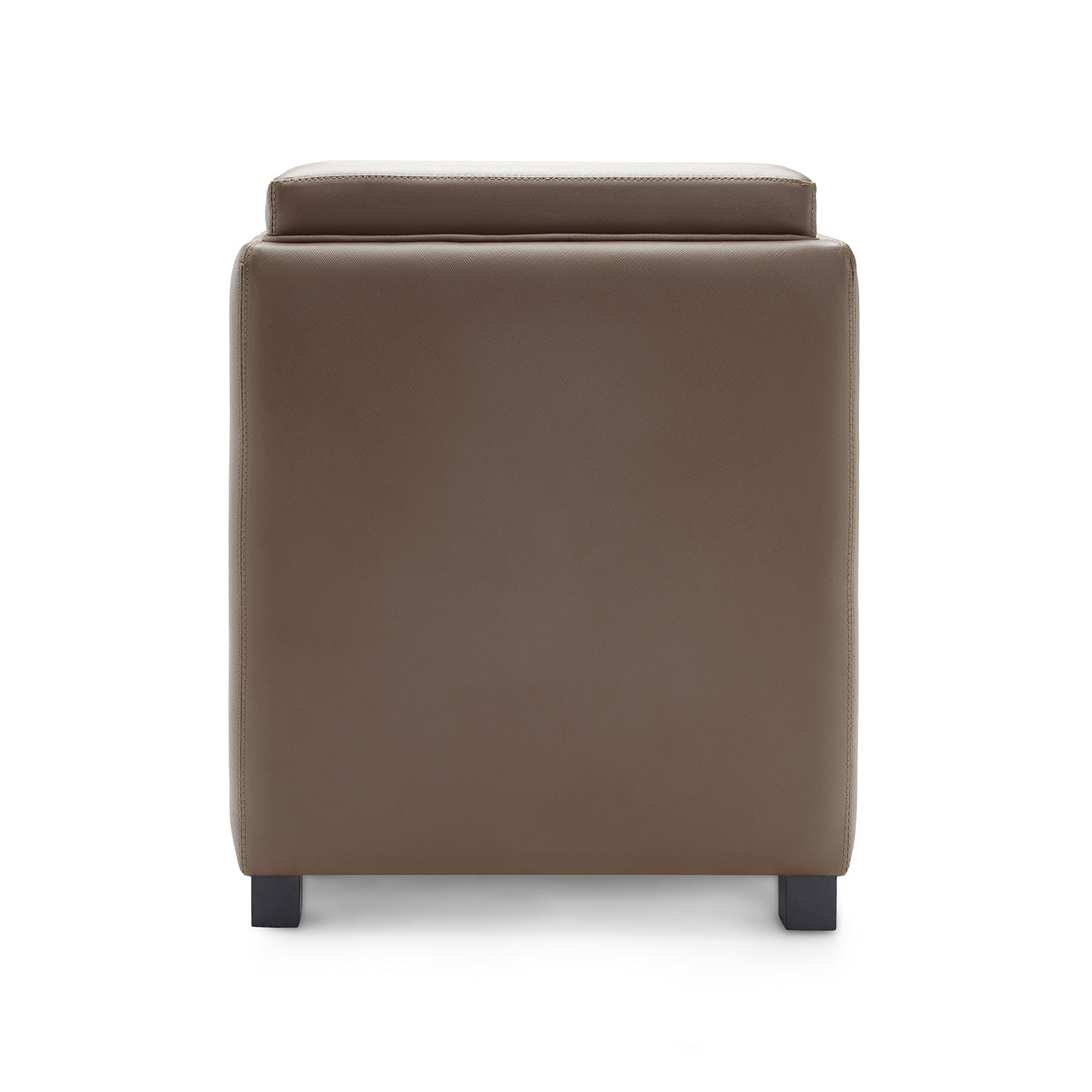Brown Square Faux Leather Pouffe with Storage