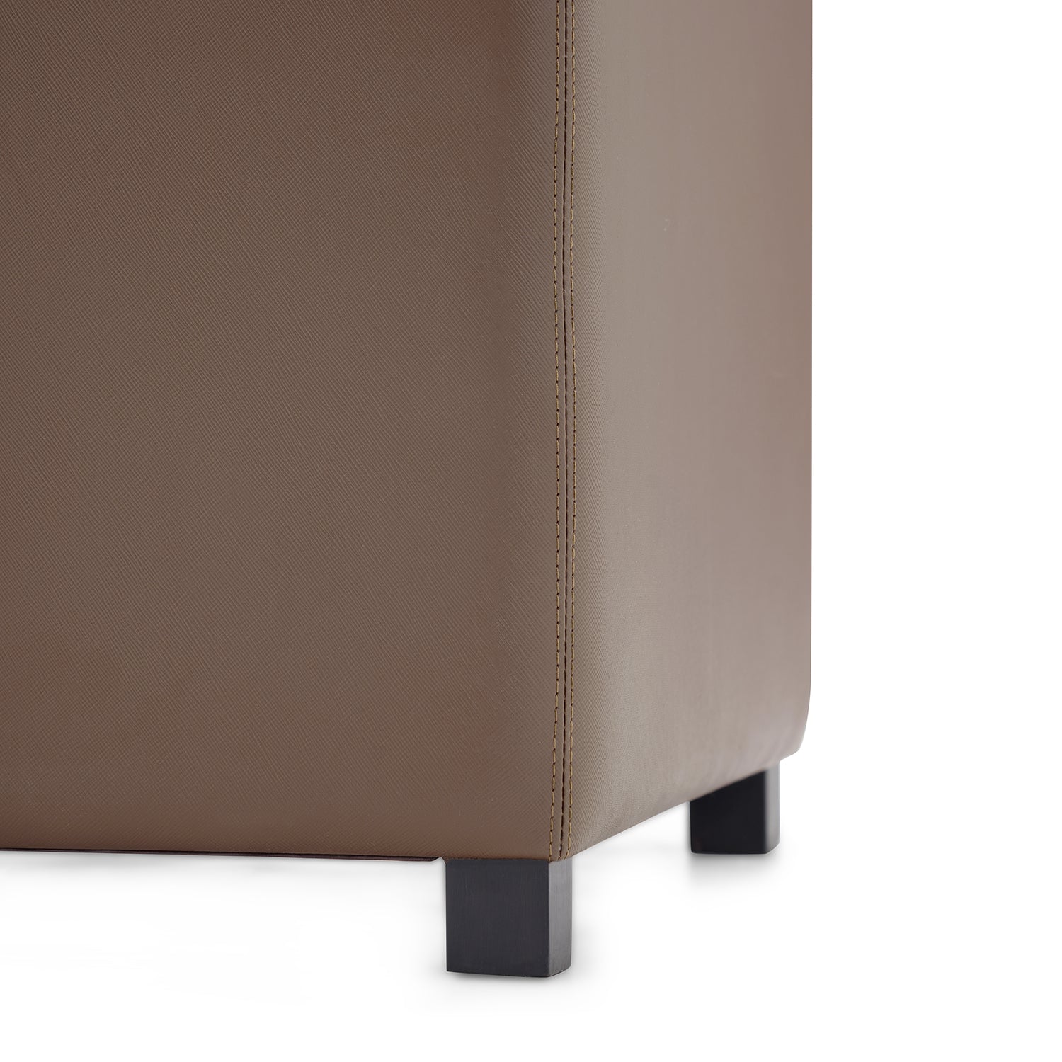 Brown Square Faux Leather Pouffe with Storage