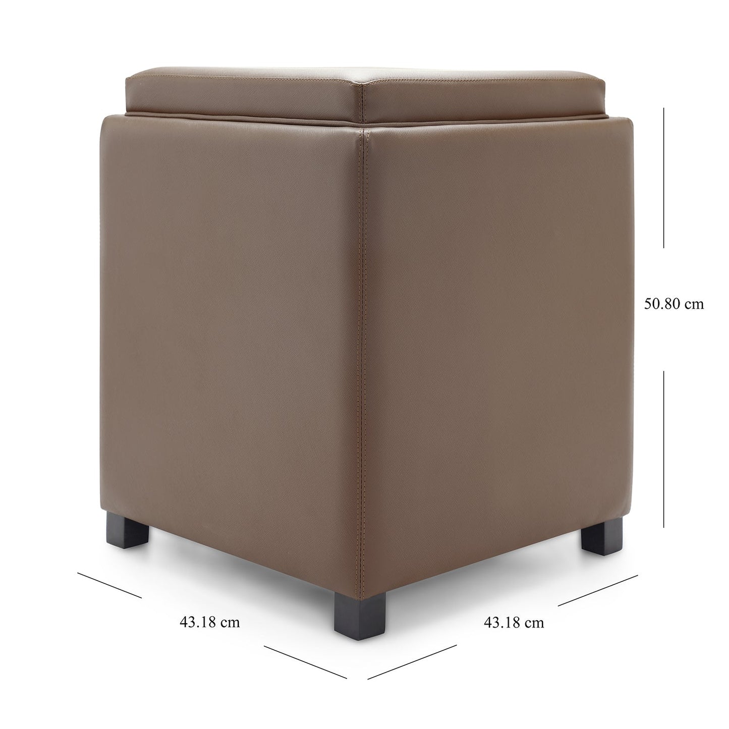 Brown Square Faux Leather Pouffe with Storage