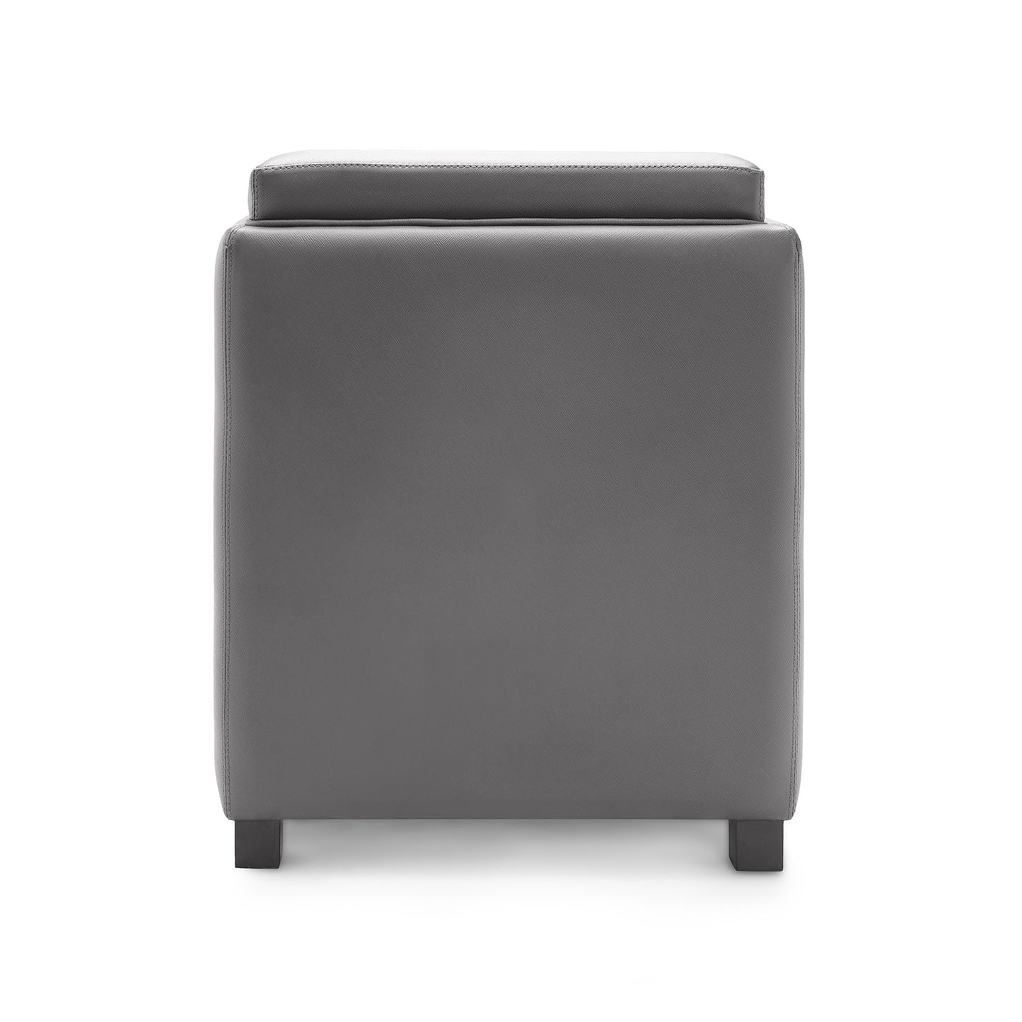 Grey Square Faux Leather Pouffe with Storage