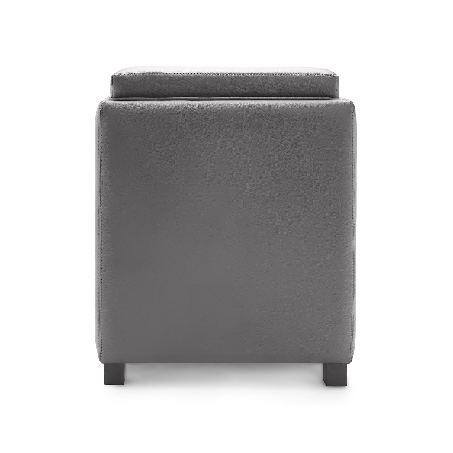 Grey Square Faux Leather Pouffe with Storage